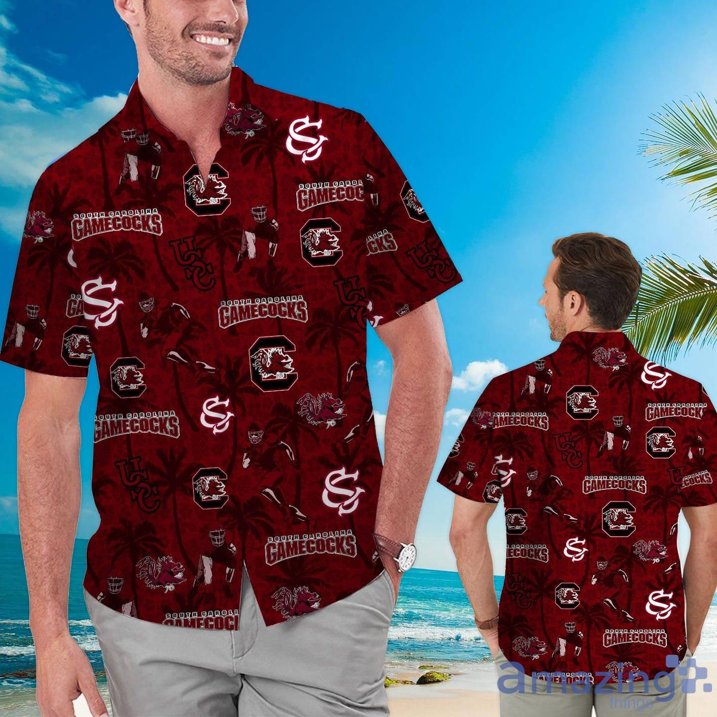 South Carolina Gamecocks Custom Name Tropical Beach Coconut Tree Hawaiian Shirt Product Photo 1