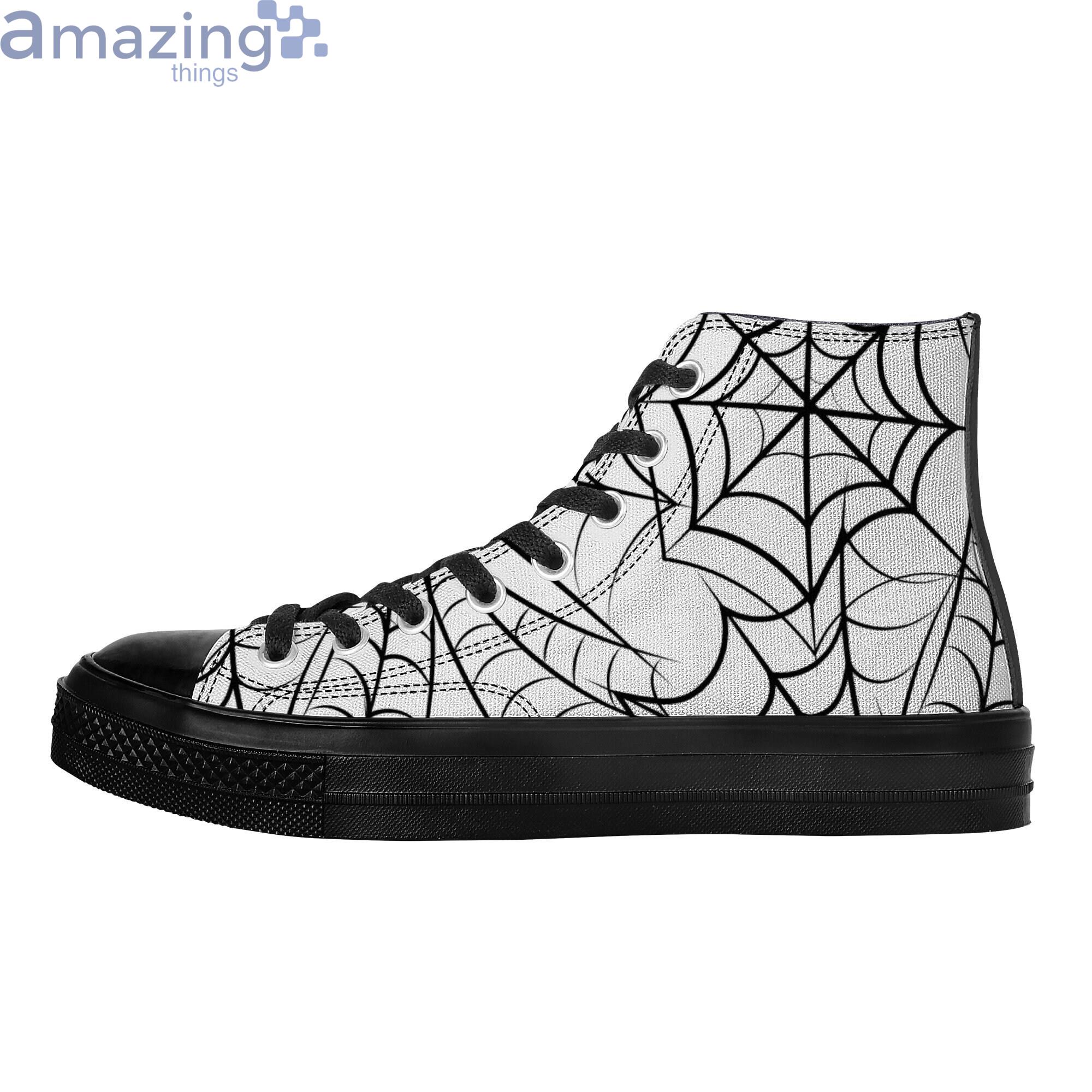 Spider Web Black White Background High Top Shoes image Spider Web Black White Background High Top Shoes Product Photo 2
