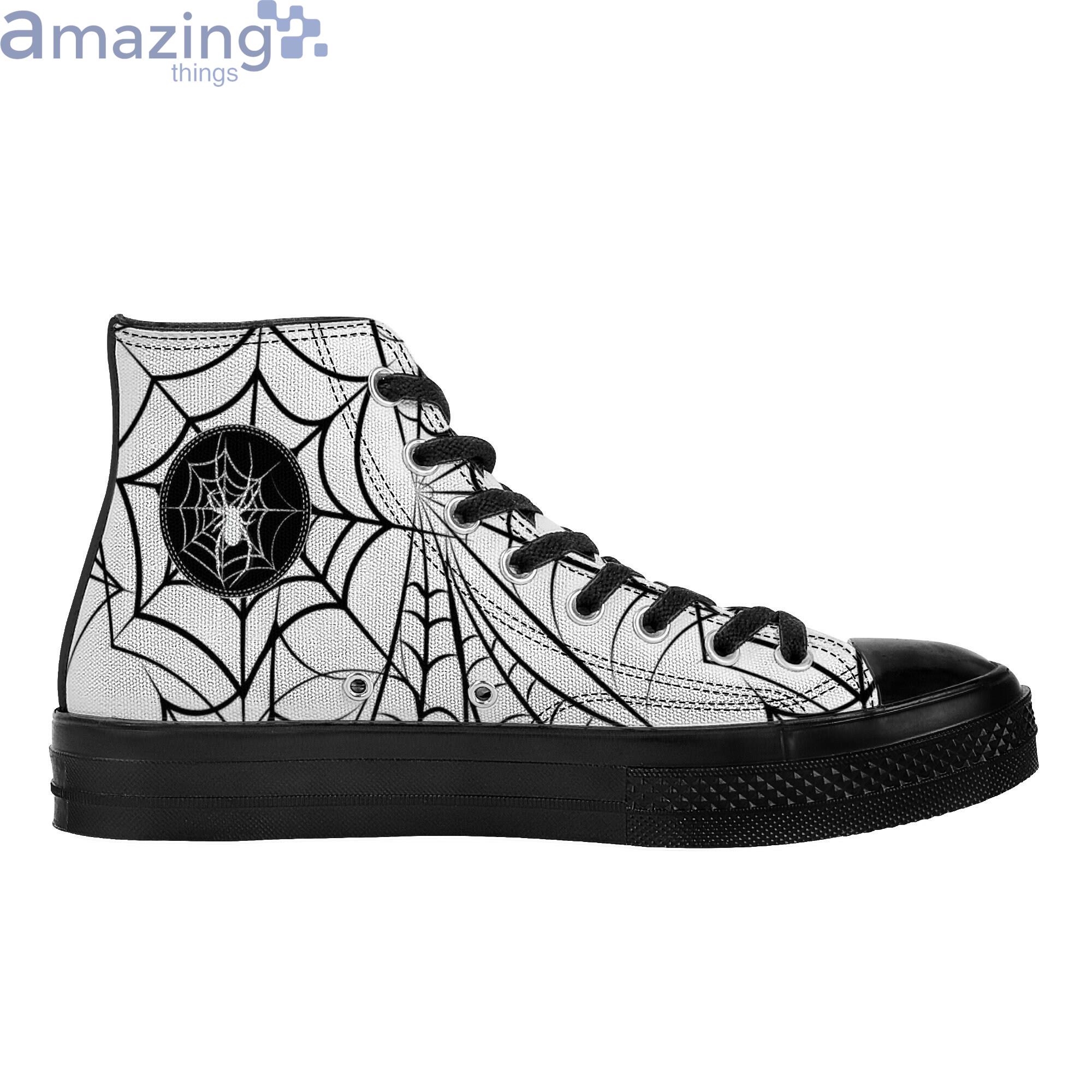 Spider Web Black White Background High Top Shoes image Spider Web Black White Background High Top Shoes Product Photo 3