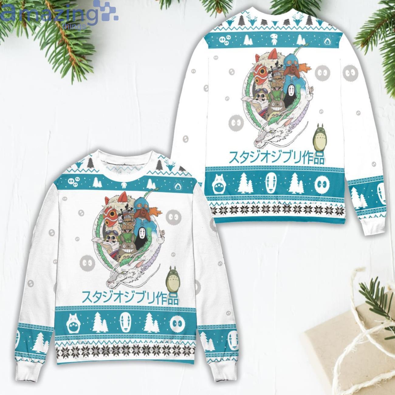 Spirited Away Kaonashi Mask Christmas Pattern Ugly Christmas Sweater Product Photo 1