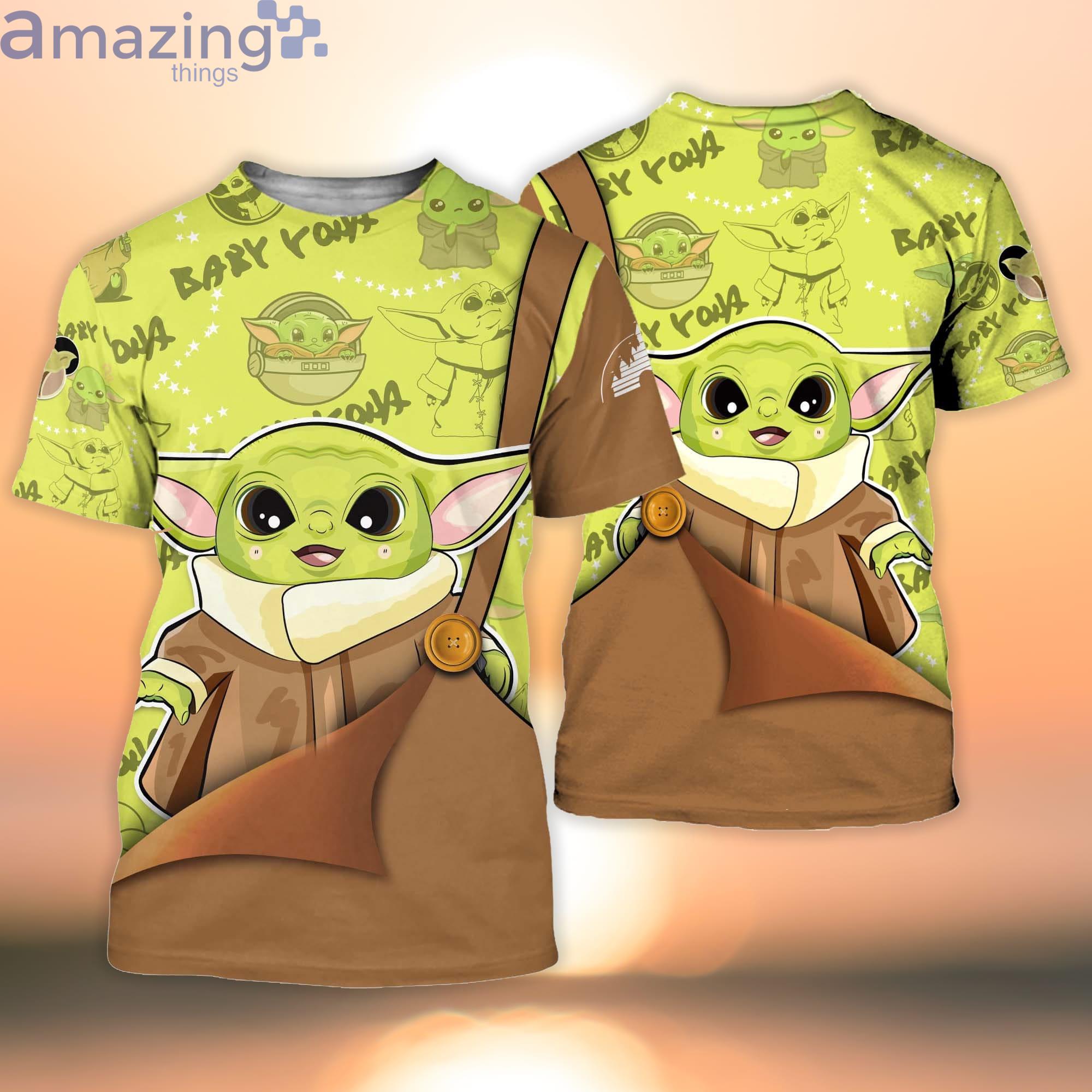 Star Wars Baby Yoda Brown Button Overalls Patterns Disney Cartoon 3D T-Shirt Product Photo 1