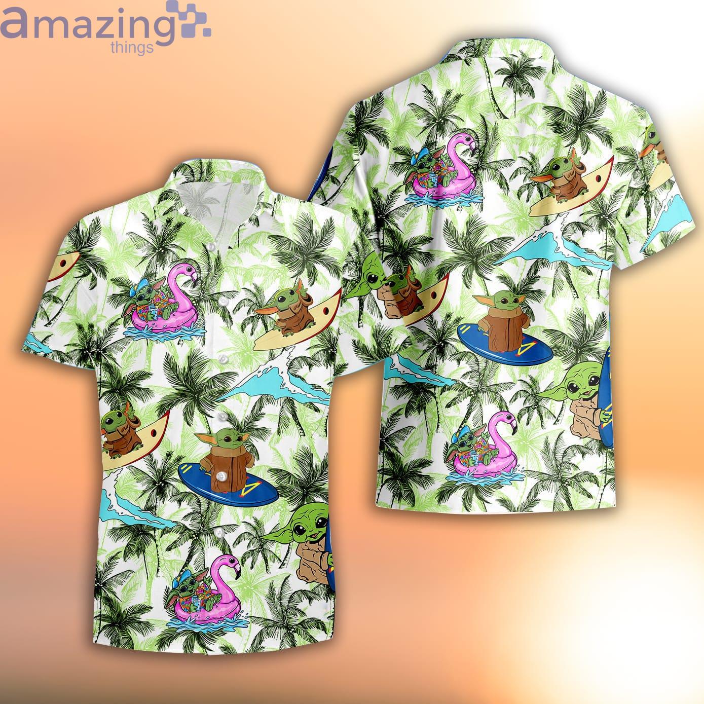 Star Wars Baby Yoda Surfing Green Summer Tropical Disney Hawaiian Shirt Product Photo 1