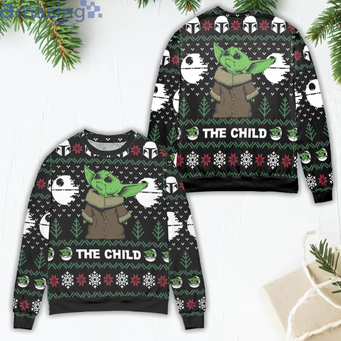 Boston Red Sox Cute Baby Yoda Star Wars 3D Ugly Christmas Sweater