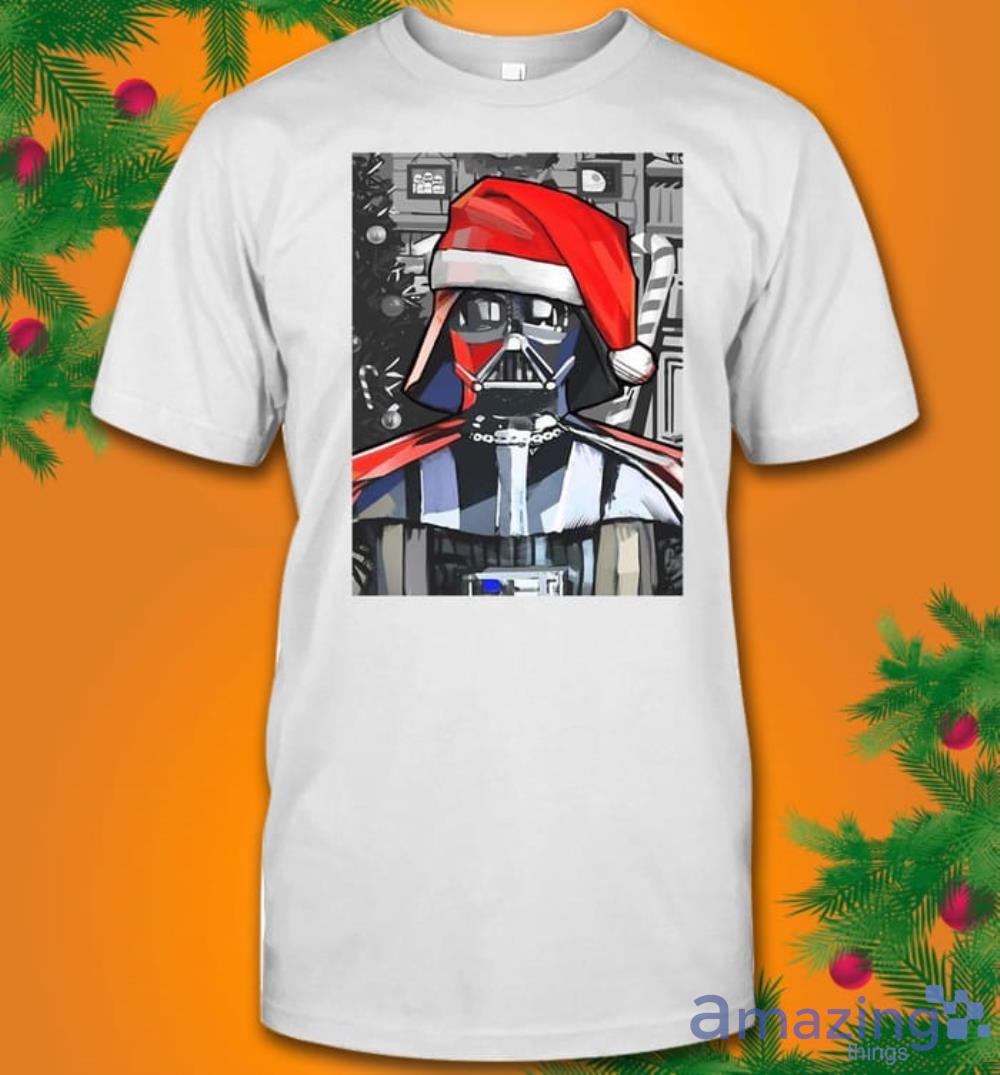 Star Wars Darth Vader Santa Hat Christmas Painting T-Shirt Product Photo 1