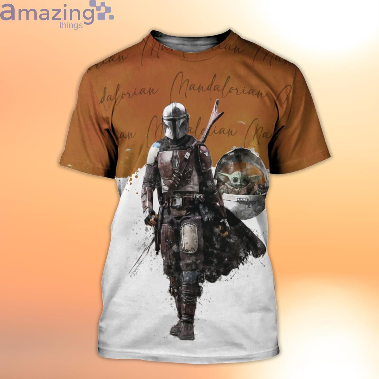 Star Wars Mandalorian Brown Watercolor Glitter Disney Cartoon 3D T Shirts image Star Wars Mandalorian Brown Watercolor Glitter Disney Cartoon 3D T-Shirts Product Photo 2
