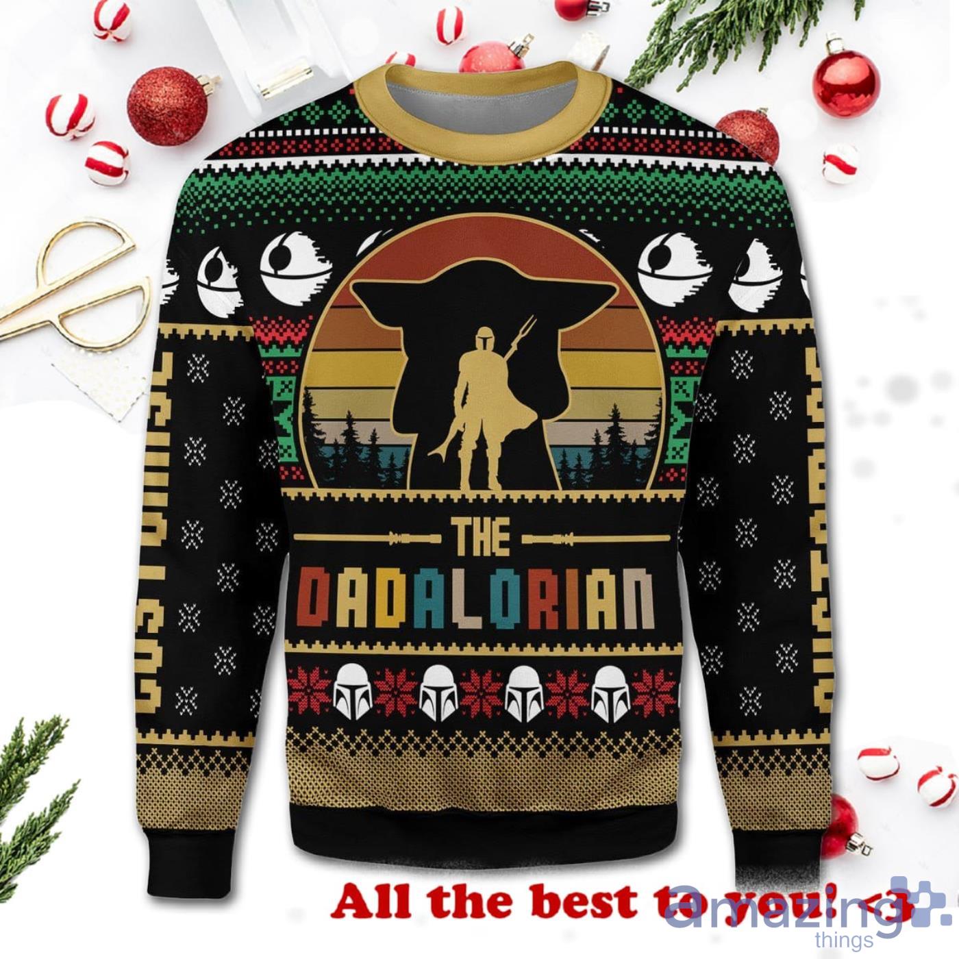 Star Wars The Dadalorian Vintage Christmas Ugly Sweater Product Photo 1