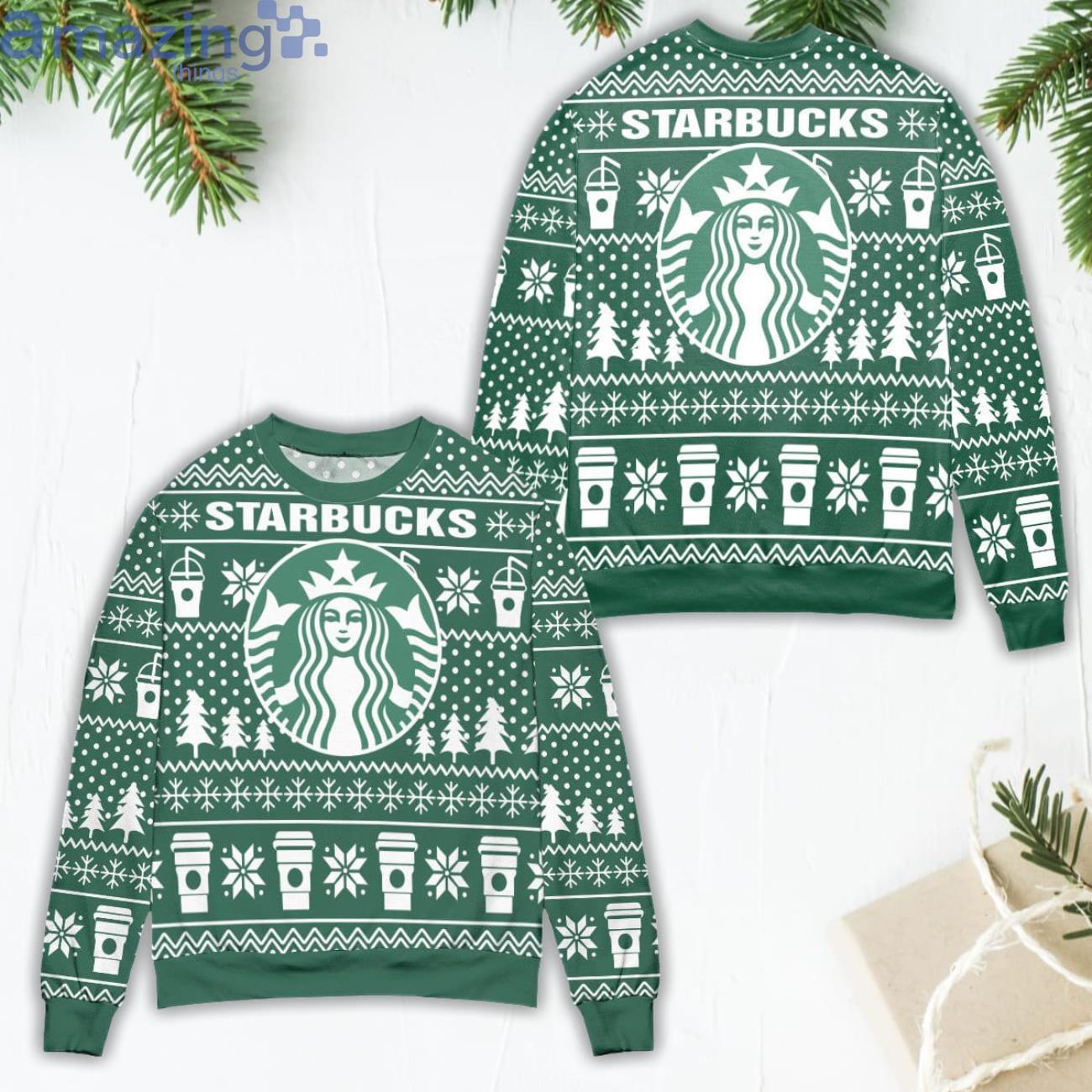 Starbucks Logo Christmas Pattern Ugly Christmas Sweater Product Photo 1 Starbucks Logo Christmas Pattern Ugly Christmas Sweater Product Photo 1
