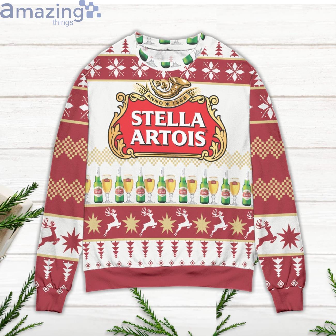 Stella Artois Beer Logo Christmas Pattern Ugly Christmas Sweater image Stella Artois Beer Logo Christmas Pattern Ugly Christmas Sweater Product Photo 2