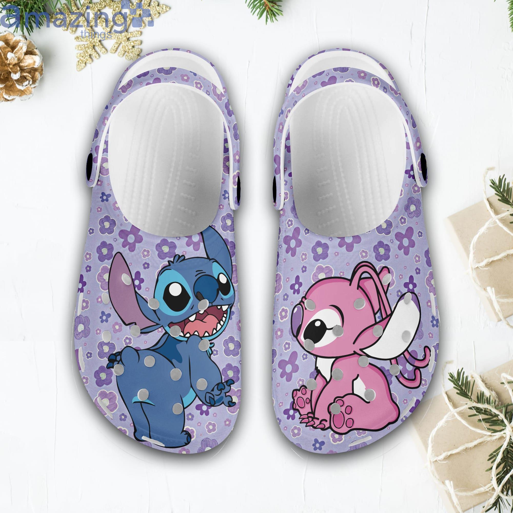 Stitch and Angel Full Print Pink Purple Disney Cartoon Clog For Men And Women Product Photo 1