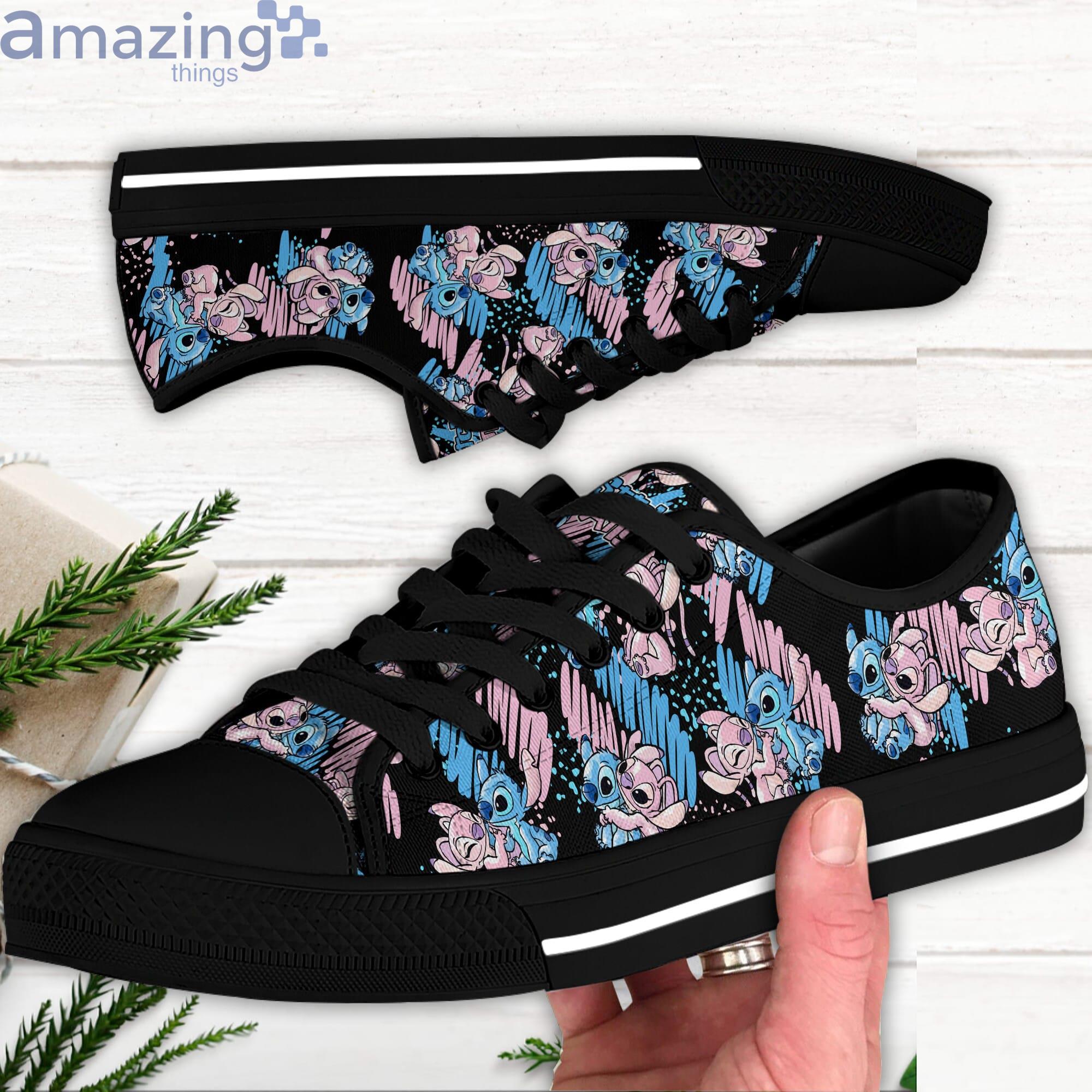 Stitch Angel Love Pink Heart White Disney Cartoon Sneakers Low Top Canvas Shoes image Stitch Angel Love Pink Heart White Disney Cartoon Sneakers Low Top Canvas Shoes Product Photo 2