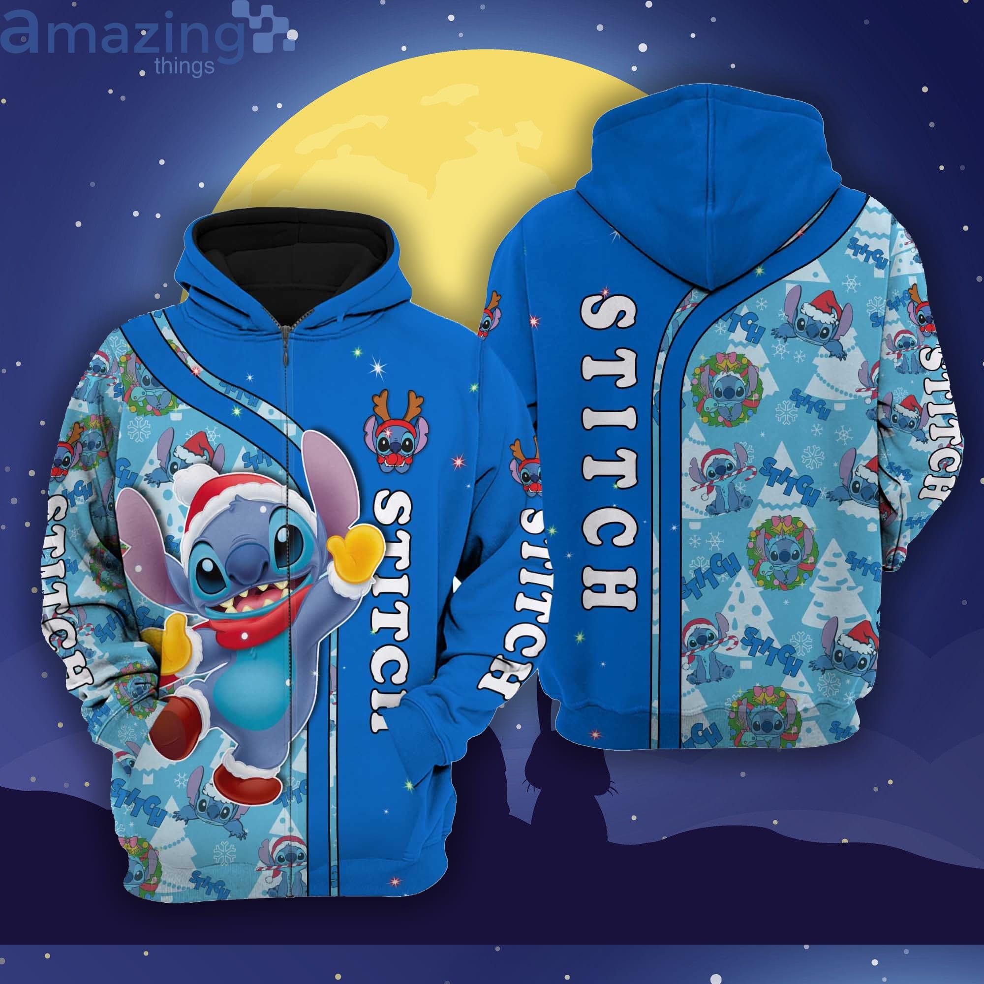 Stitch Christmas Disney Cartoon 3D Hoodie Zip Hoodie Product Photo 1