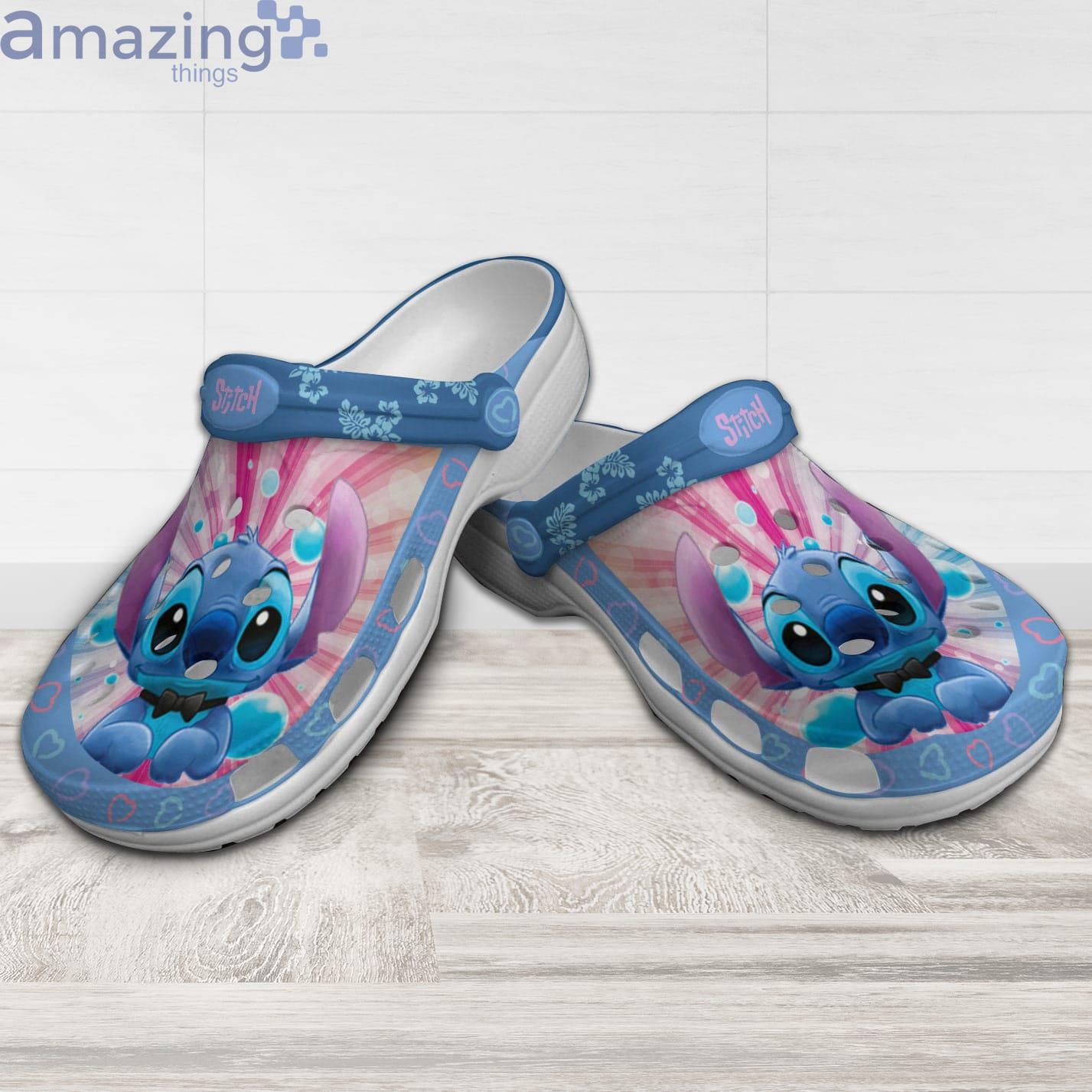 Stitch Floral Heart Patterns Blue Pink Disney Cartoon Clog For Men And Women Product Photo 1