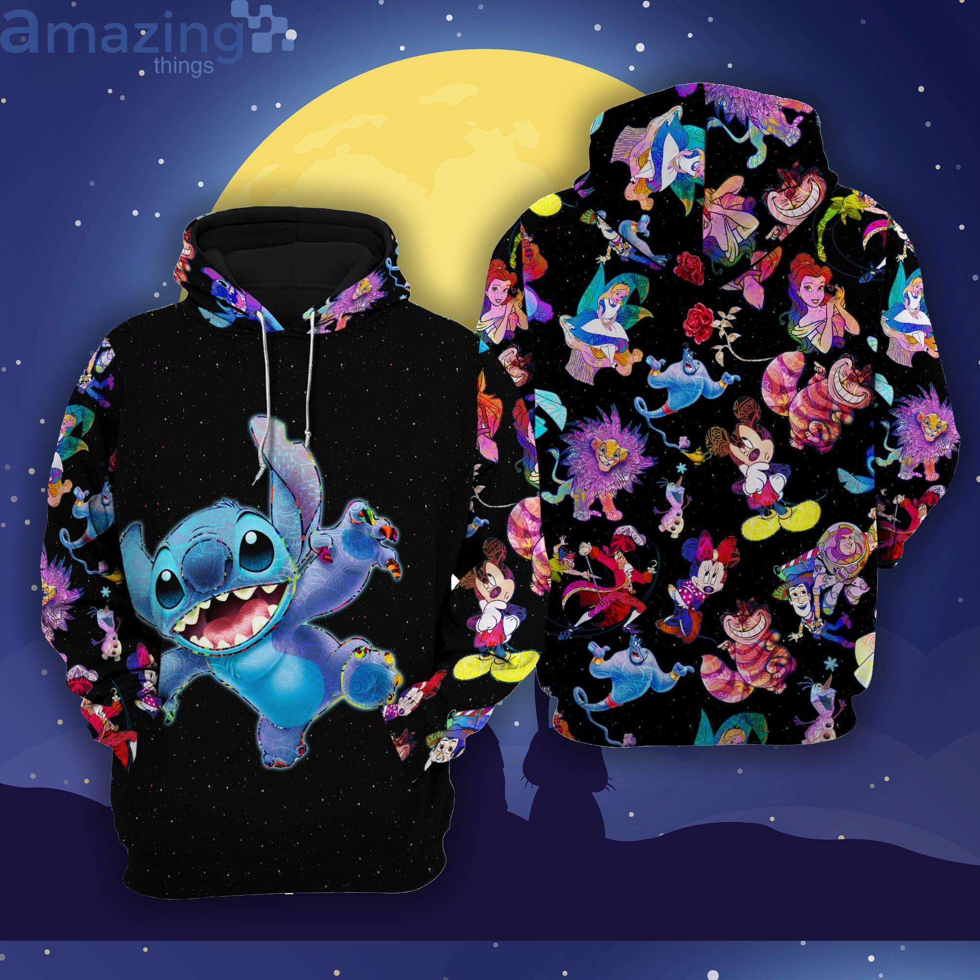 Stitch Galaxy Night Sky Patterns Disney Cartoon 3D Hoodie Zip Hoodie Product Photo 1