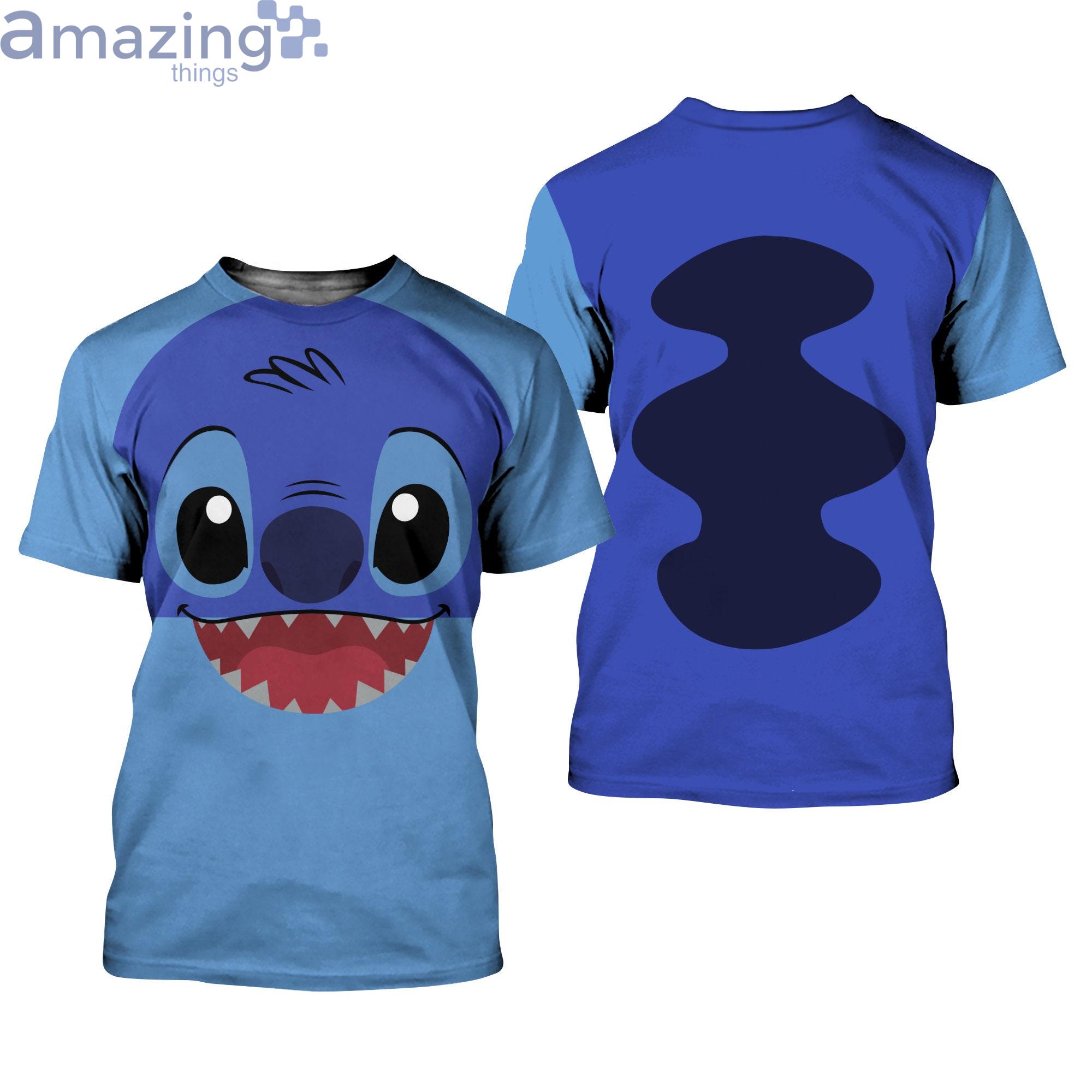 Stitch Logo Head Blue Disney Cartoon 3D T-Shirts Product Photo 1