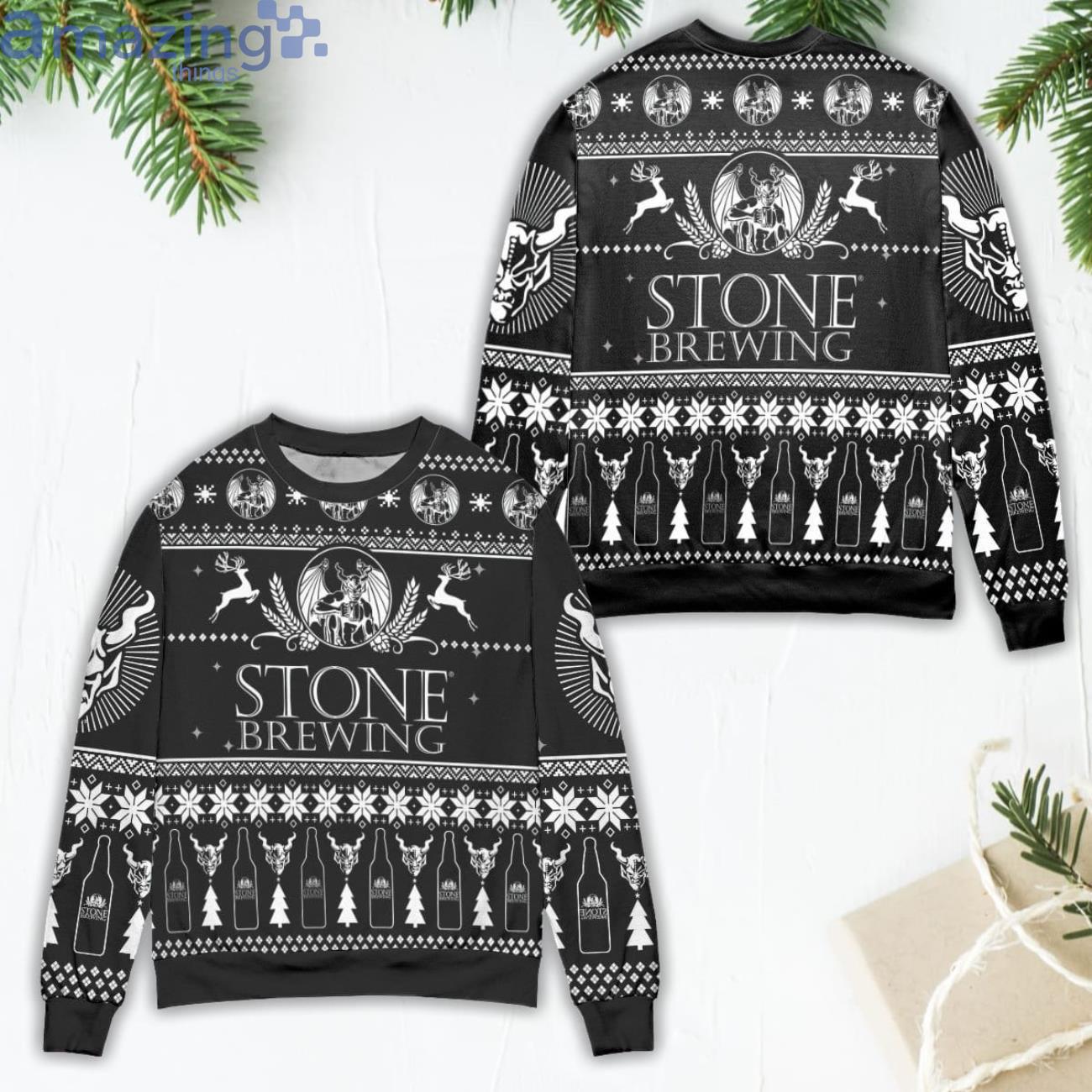 Stone Brewing Logo Christmas Pattern Ugly Christmas Sweater Product Photo 1