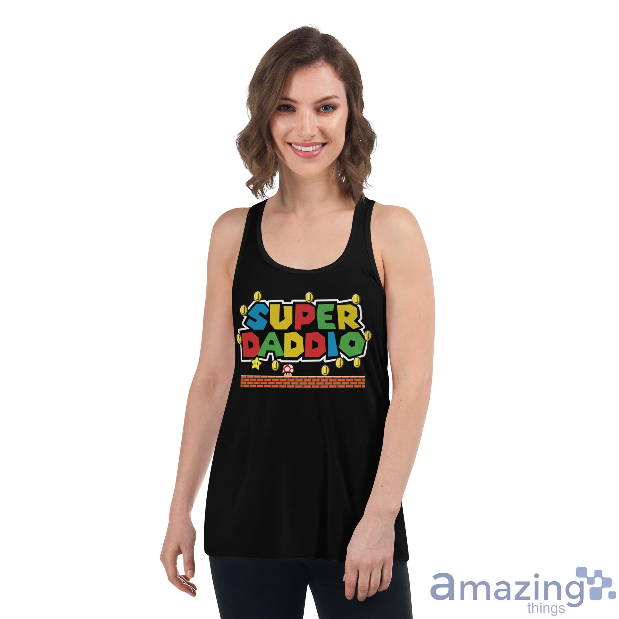 Super Daddio Mario Father's Day Gift Shirt image Super Daddio Mario Fathers Day Gift Shirt - Womens Flowy Racerback Tank