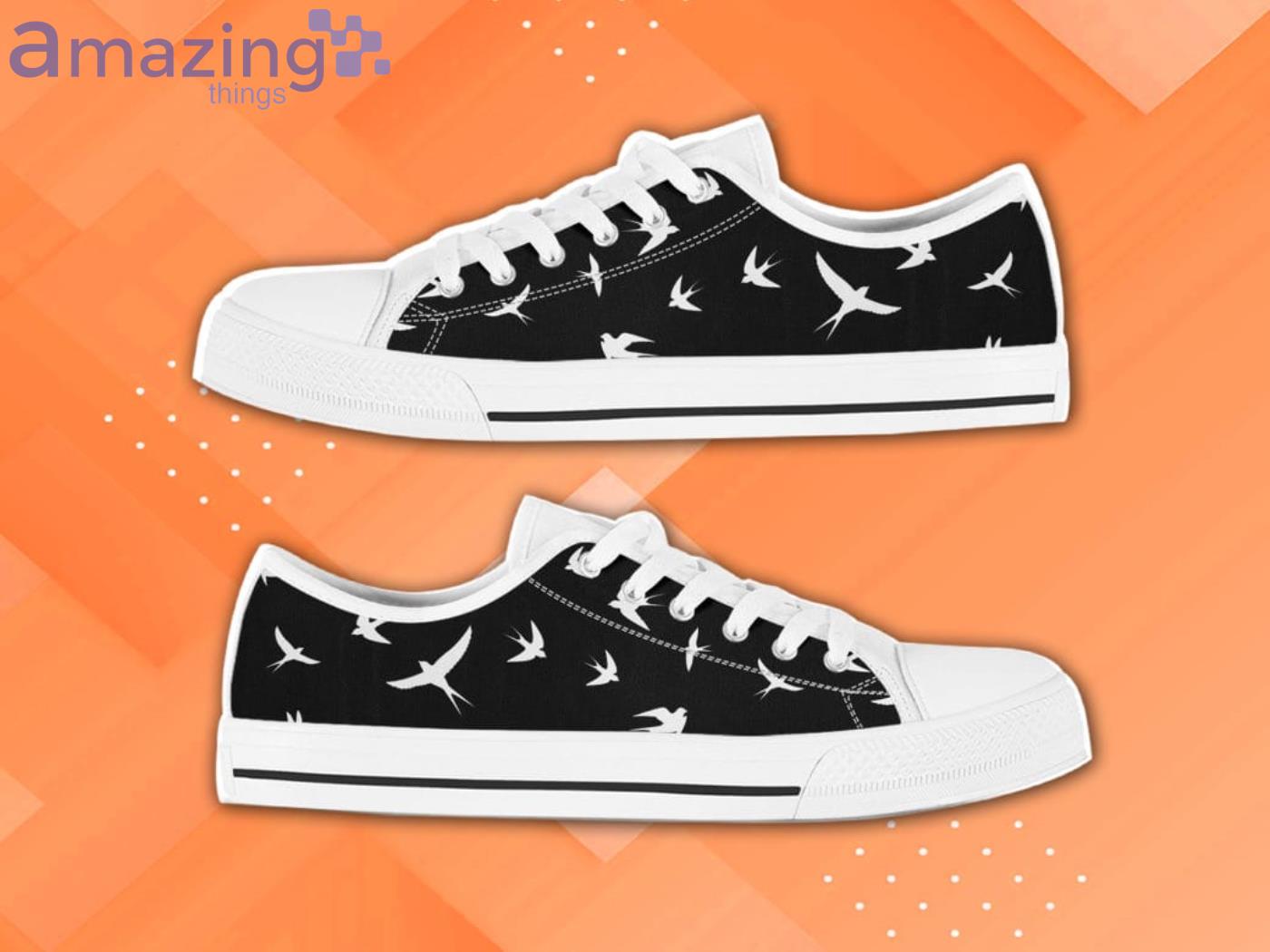 Swallow Bird Printed Pattern Low Top Shoes image Swallow Bird Printed Pattern Low Top Shoes Product Photo 2