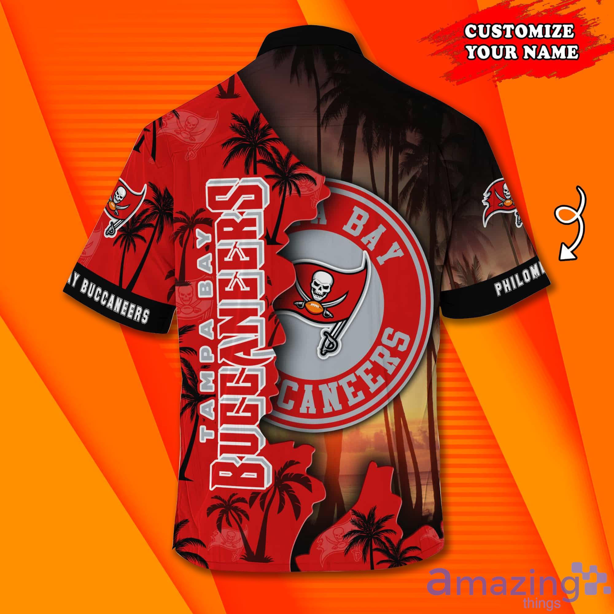 Tampa Bay Buccaneers NF And Tropical Pattern Custom Name Hawaiian Shirt Product Photo 1