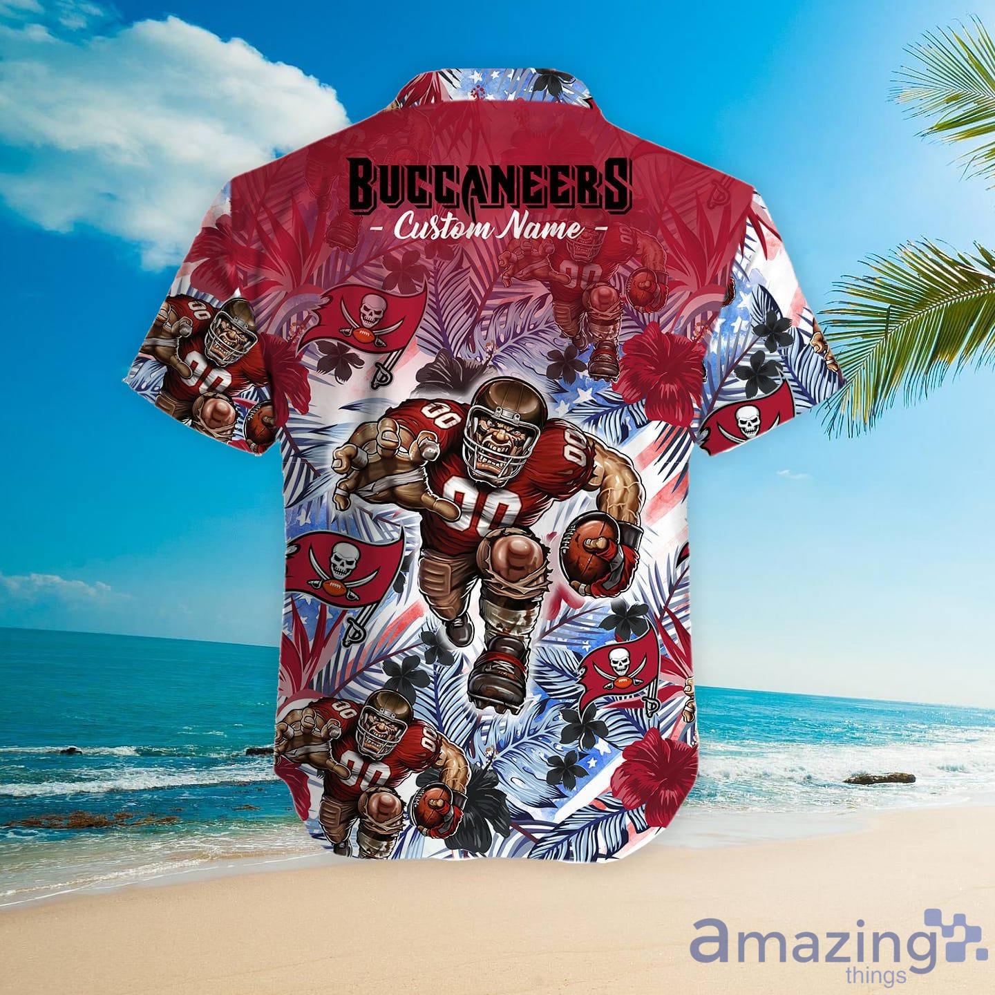 Tampa Bay Buccaneers Tropical Floral Custom Name Aloha Hawaiian Shirt