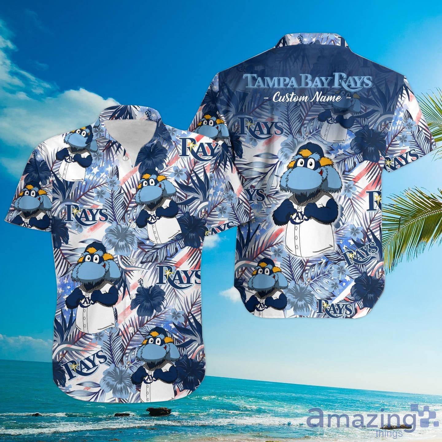 Tampa Bay Rays Tropical Floral Custom Name Aloha Hawaiian Shirt