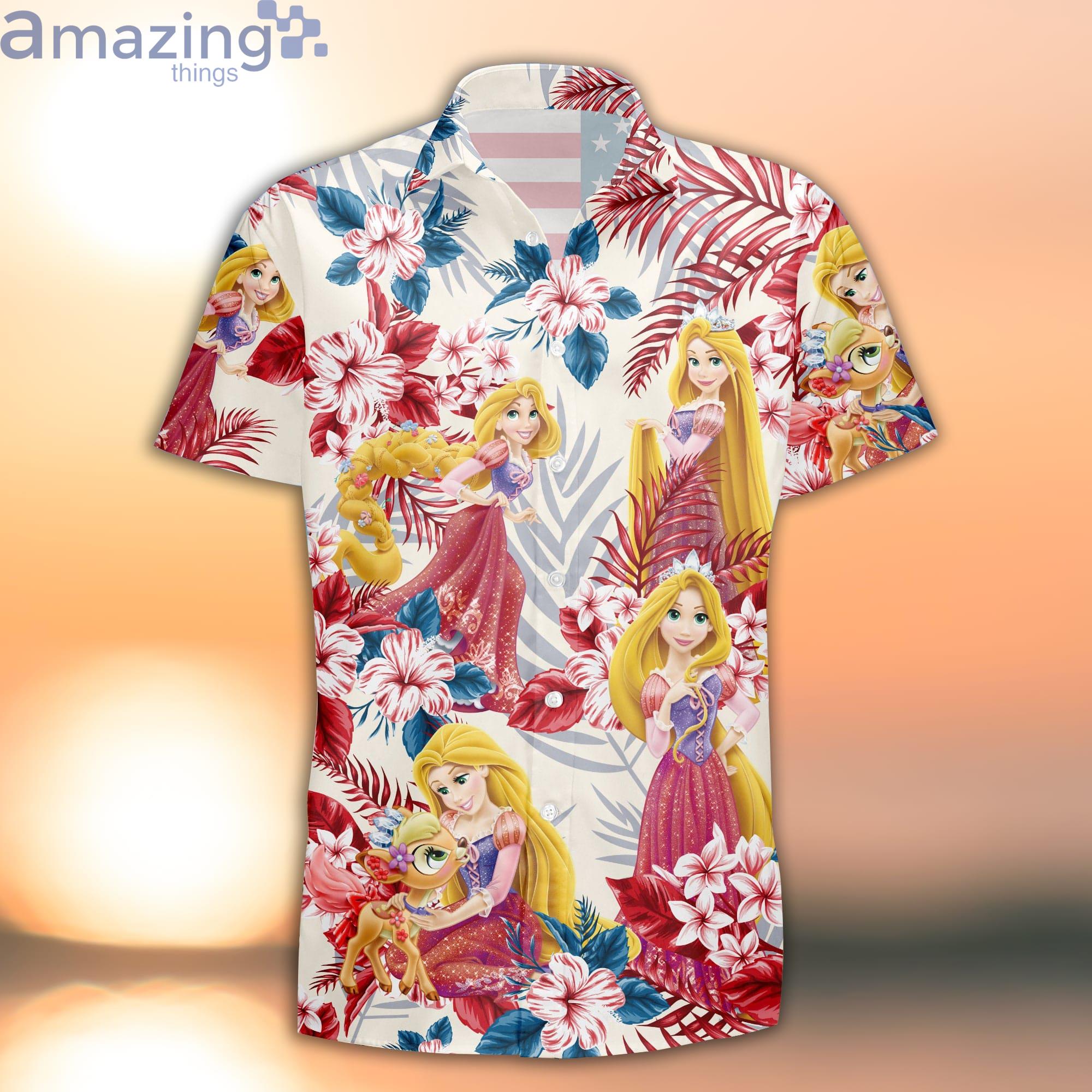 Tangled Rapunzel Blue Red 4th July Independence Day Disney Hawaiian Shirt Product Photo 1