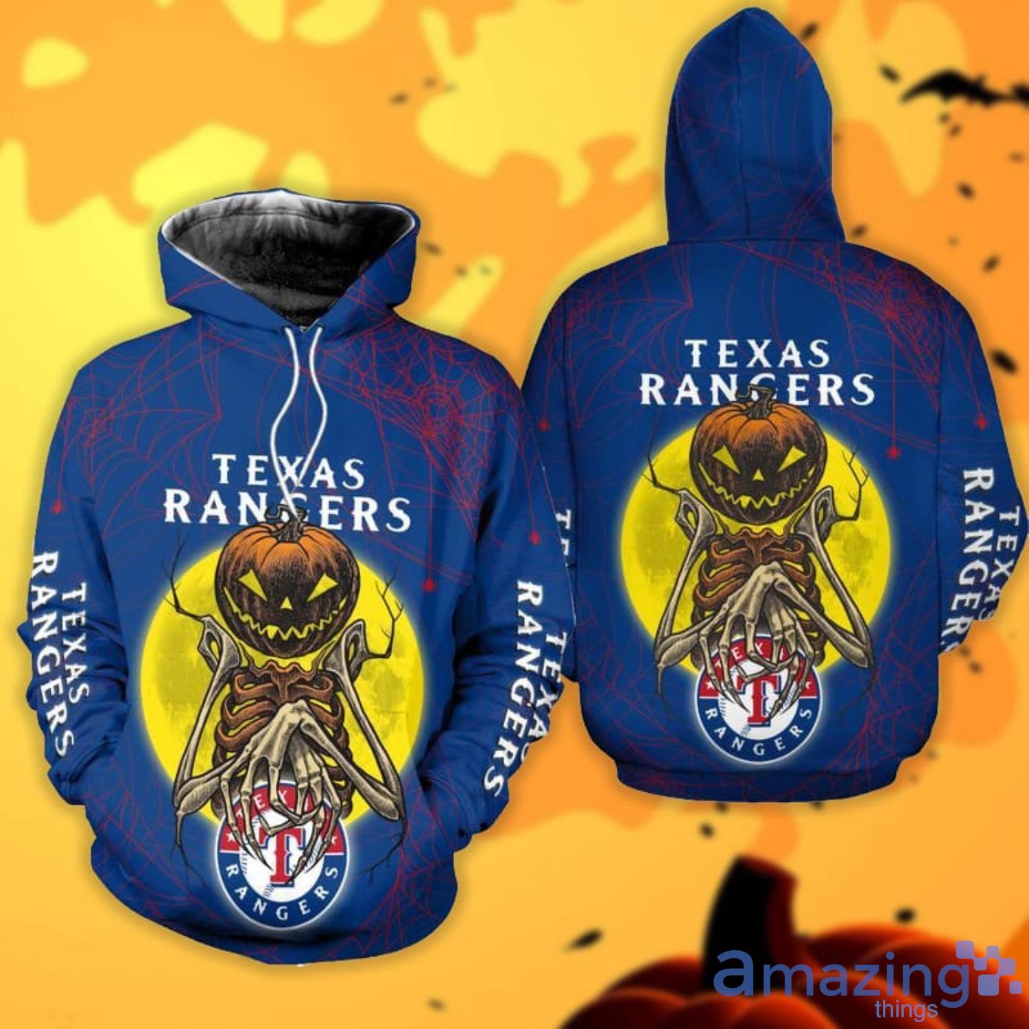Texas Rangers Pumpskin Monster Halloween 3D All Over Printed Shirts Product Photo 1
