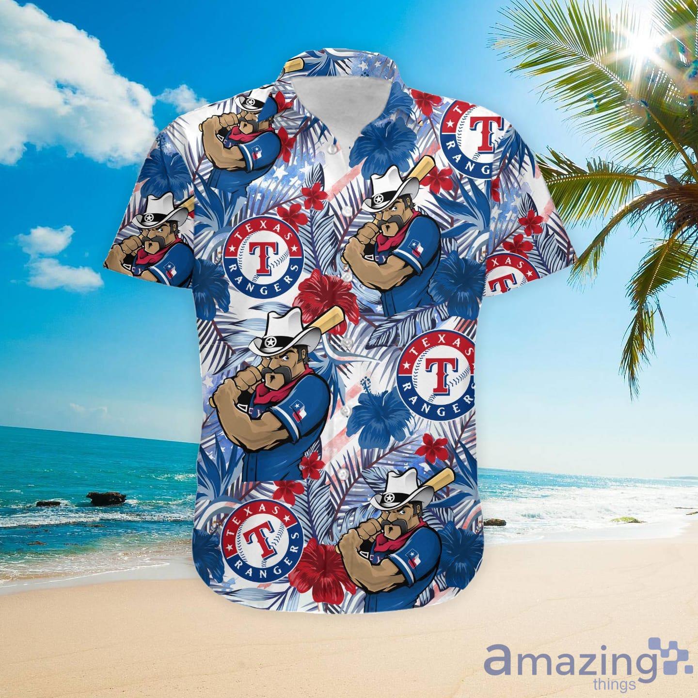 Texas Rangers Tropical Floral Custom Name Aloha Hawaiian Shirt