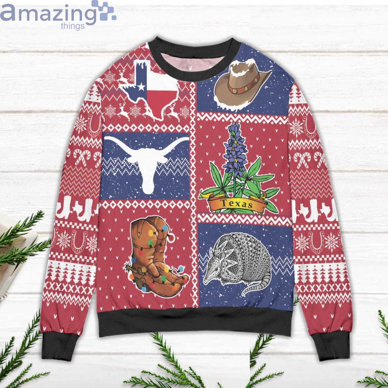 Houston Texans Christmas Tree Pattern Ugly Christmas Sweater - Freedomdesign