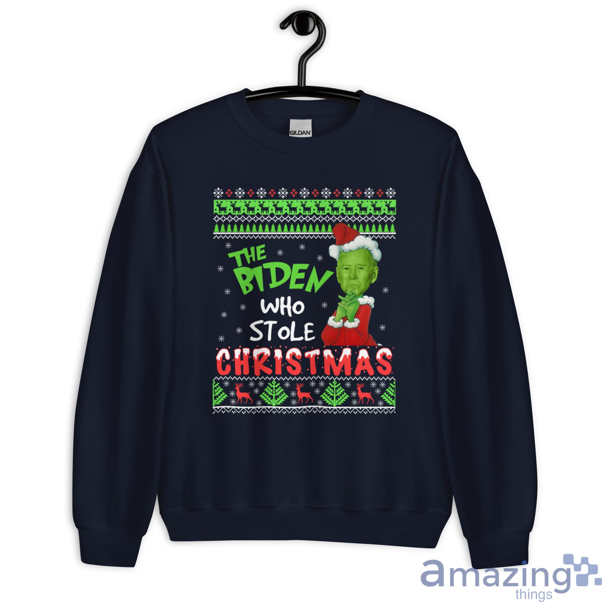 The Biden Who Stole Christmas Funny Biden Grinch Christmas Shirt - G180 Unisex Heavy Blend Crewneck Sweatshirt-1