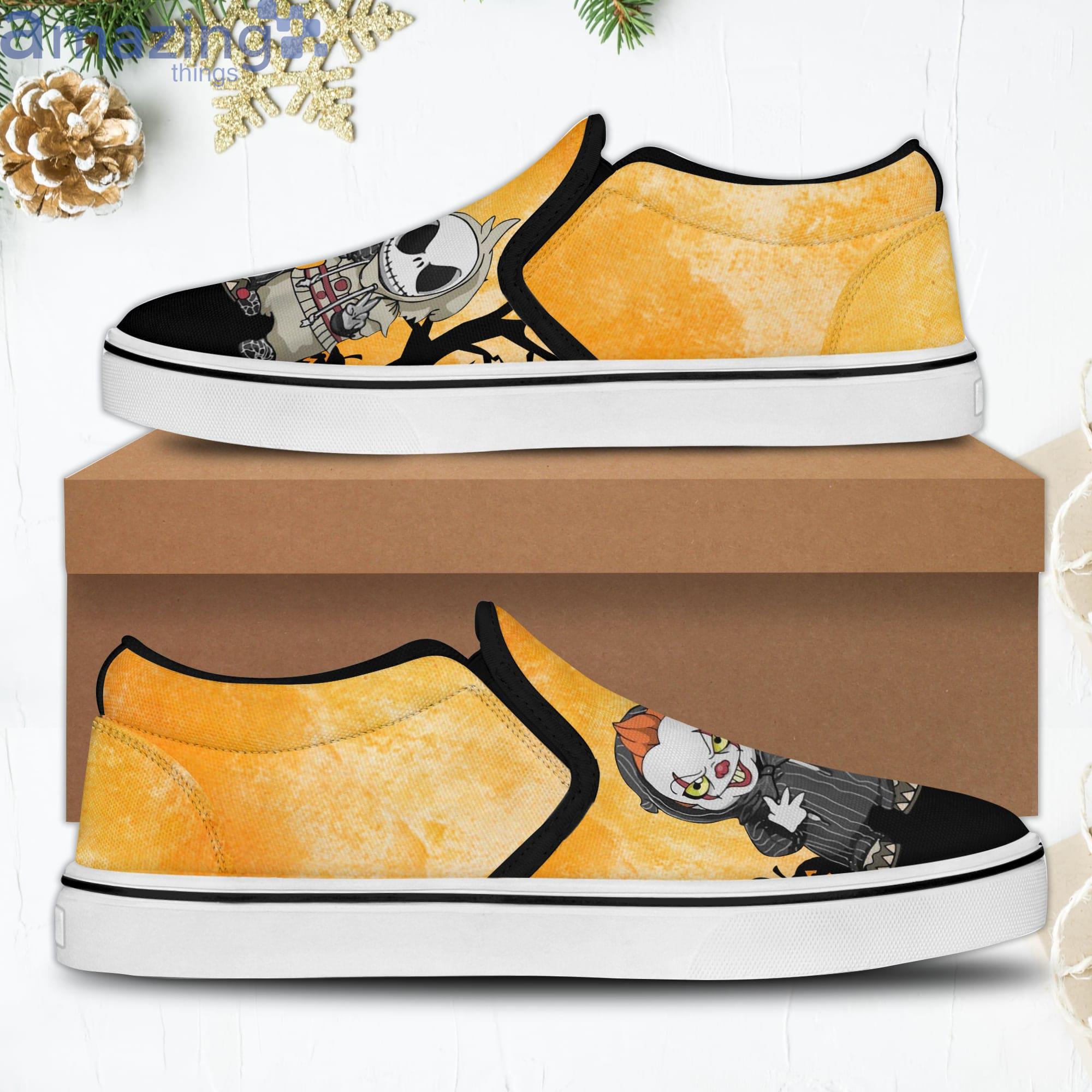 The Grinch And Jack Skellington Orange Black Disney Halloween Slip On Shoes image The Grinch And Jack Skellington Orange Black Disney Halloween Slip On Shoes Product Photo 2
