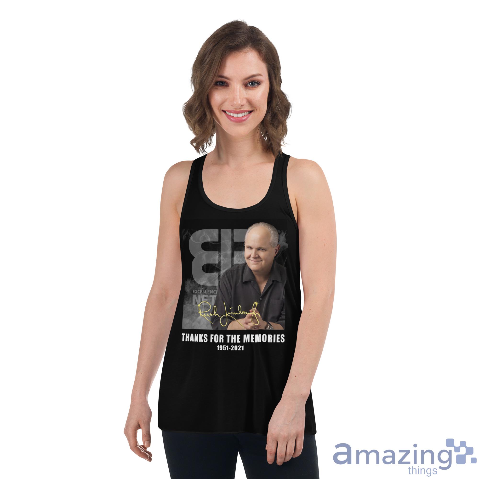 The Rush Limbaugh Show, Thanks For The Memories 1951 2021 Shirt image The Rush Limbaugh Show, Thanks For The Memories 1951 2021 Shirt - Womens Flowy Racerback Tank