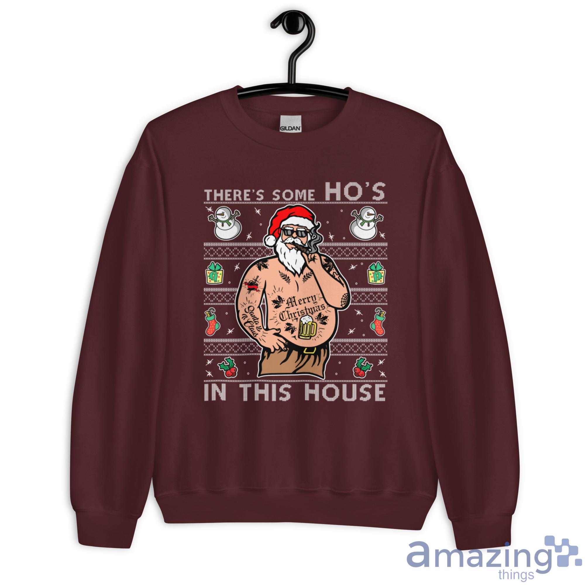 There's some Ho's Fat Santa Christmas Sweatshirt image Theres some Hos Fat Santa Christmas Sweatshirt - G180 Unisex Heavy Blend Crewneck Sweatshirt-2