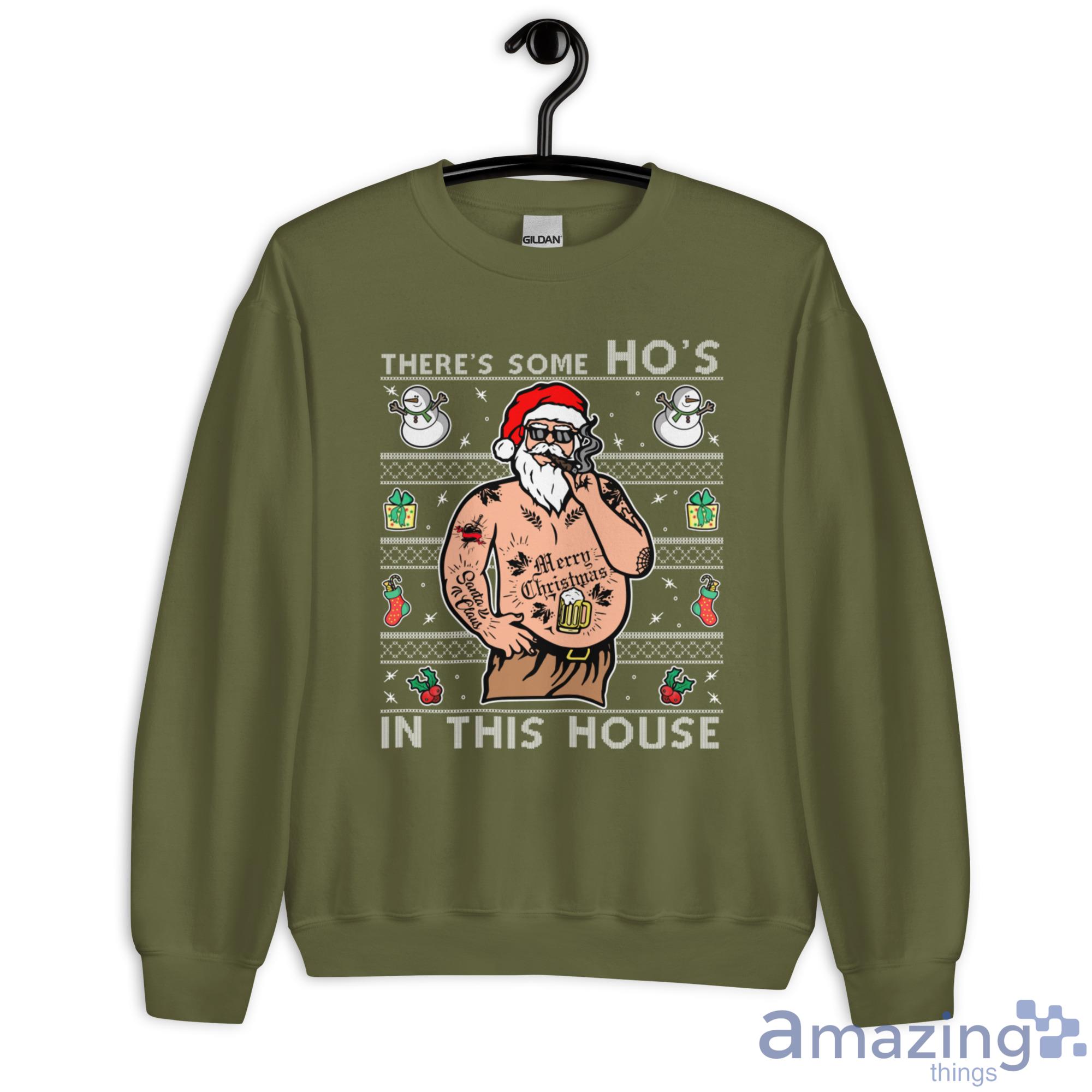 There's some Ho's Fat Santa Christmas Sweatshirt image Theres some Hos Fat Santa Christmas Sweatshirt - G180 Unisex Heavy Blend Crewneck Sweatshirt-3