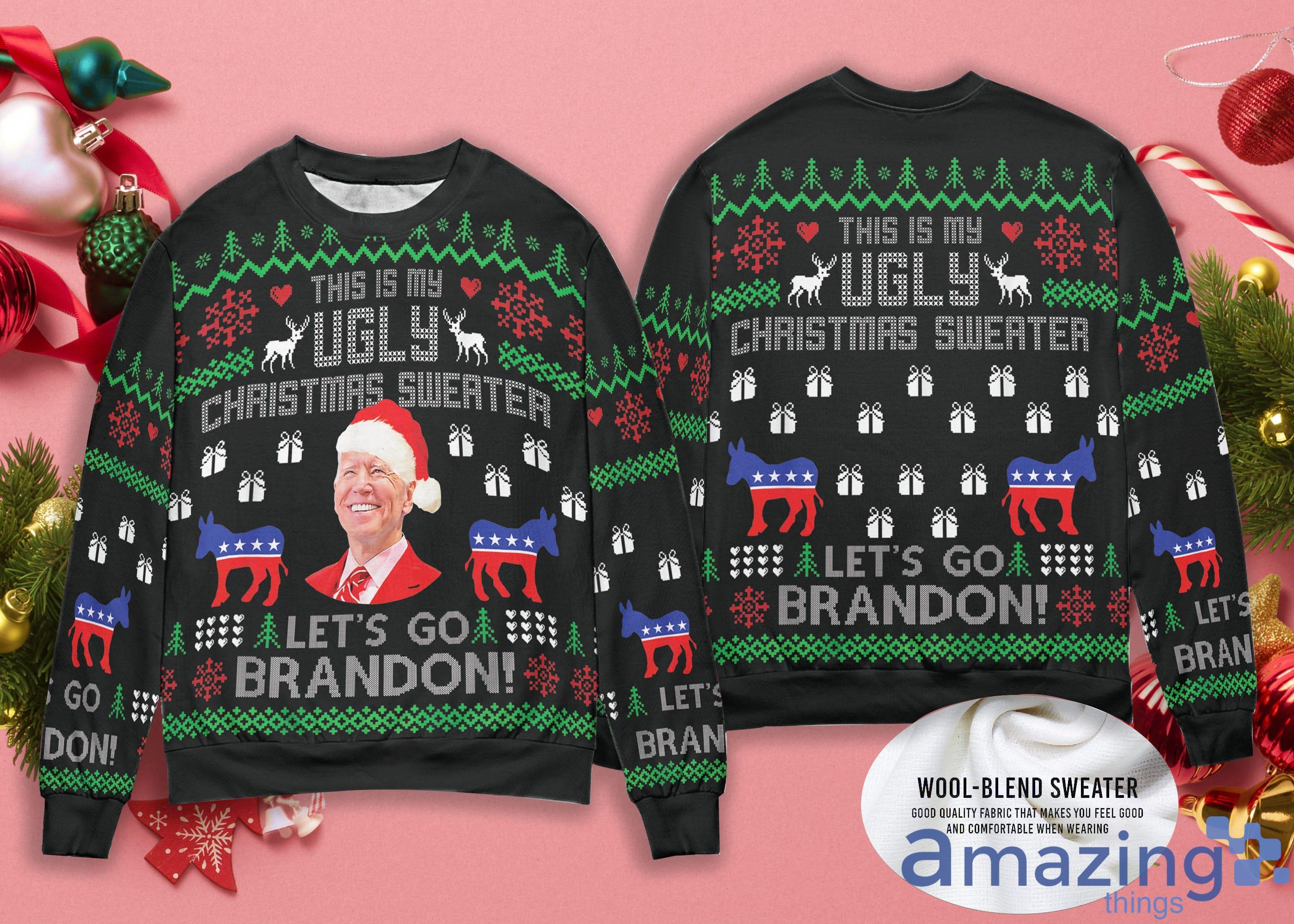 This Is My Ugly Christmas Sweater Joe Biden Lets Go Brandon Guly Christmas Sweater Product Photo 1