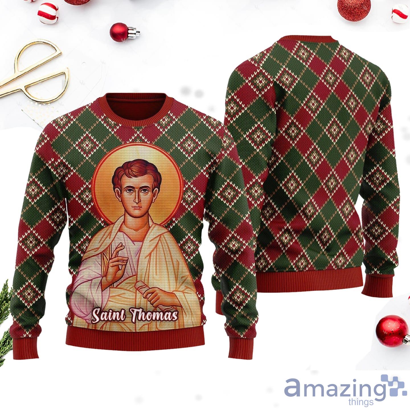 Thomas The Apostle Wool Knitting Christmas Ugly Christmas Sweater Product Photo 1 Thomas The Apostle Wool Knitting Christmas Ugly Christmas Sweater Product Photo 1