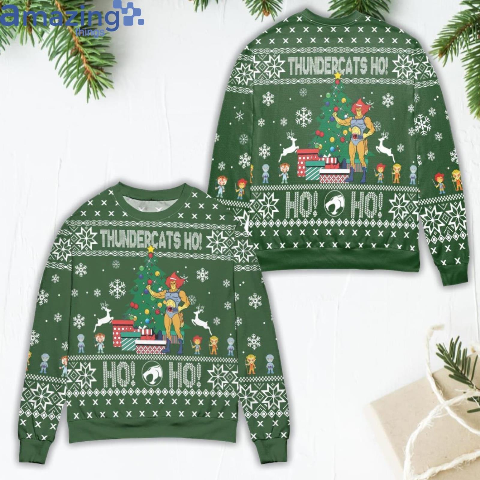 Christmas Sweater ThunderCats Ho! Pine Tree and Snowflake Ugly Christmas Sweater Product Photo 1