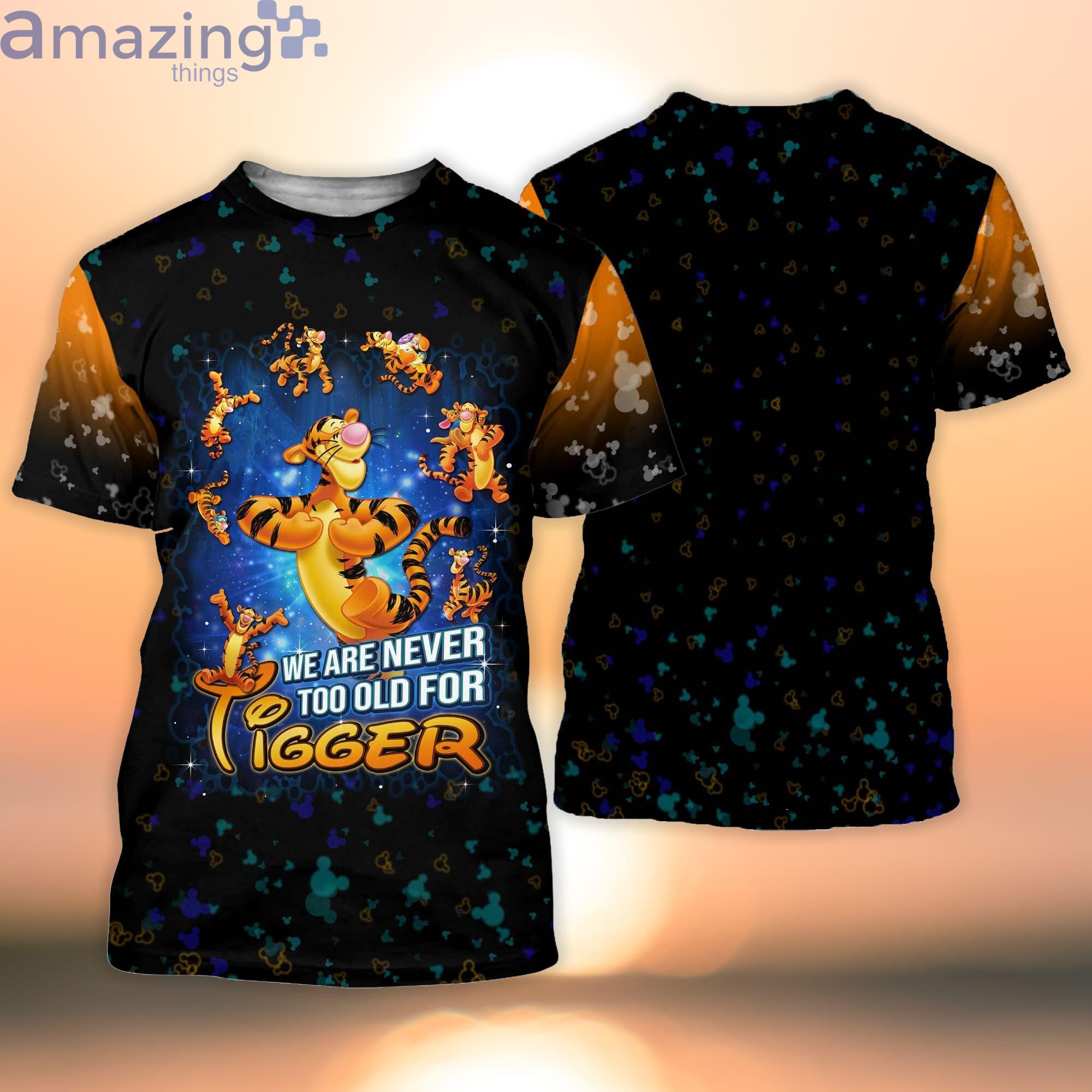 Tigger Never Too Old For Orange Black Disney Cartoon Cartoon 3D T-Shirt Product Photo 1