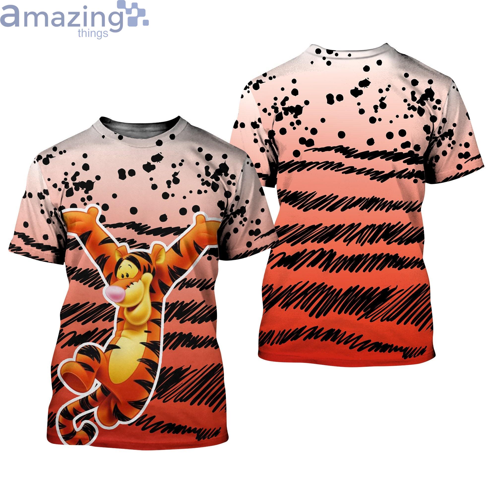 Tigger Ombre Paint Splatter White Orange Disney Cartoon 3D T-Shirts Product Photo 1