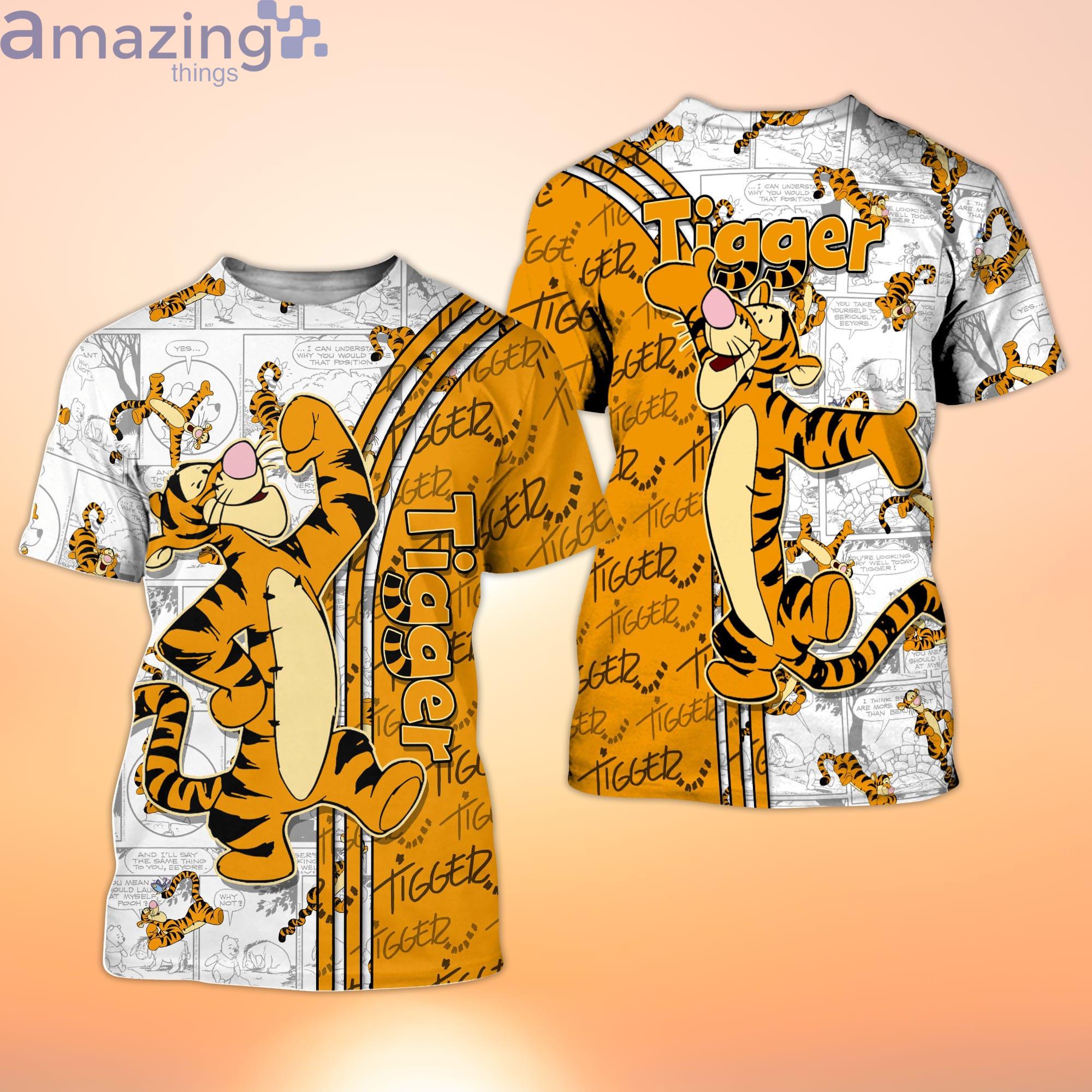 Tigger Winnie Pooh Orange Cross Comic Book Patterns Disney Cartoon 3D T-Shirt Product Photo 1