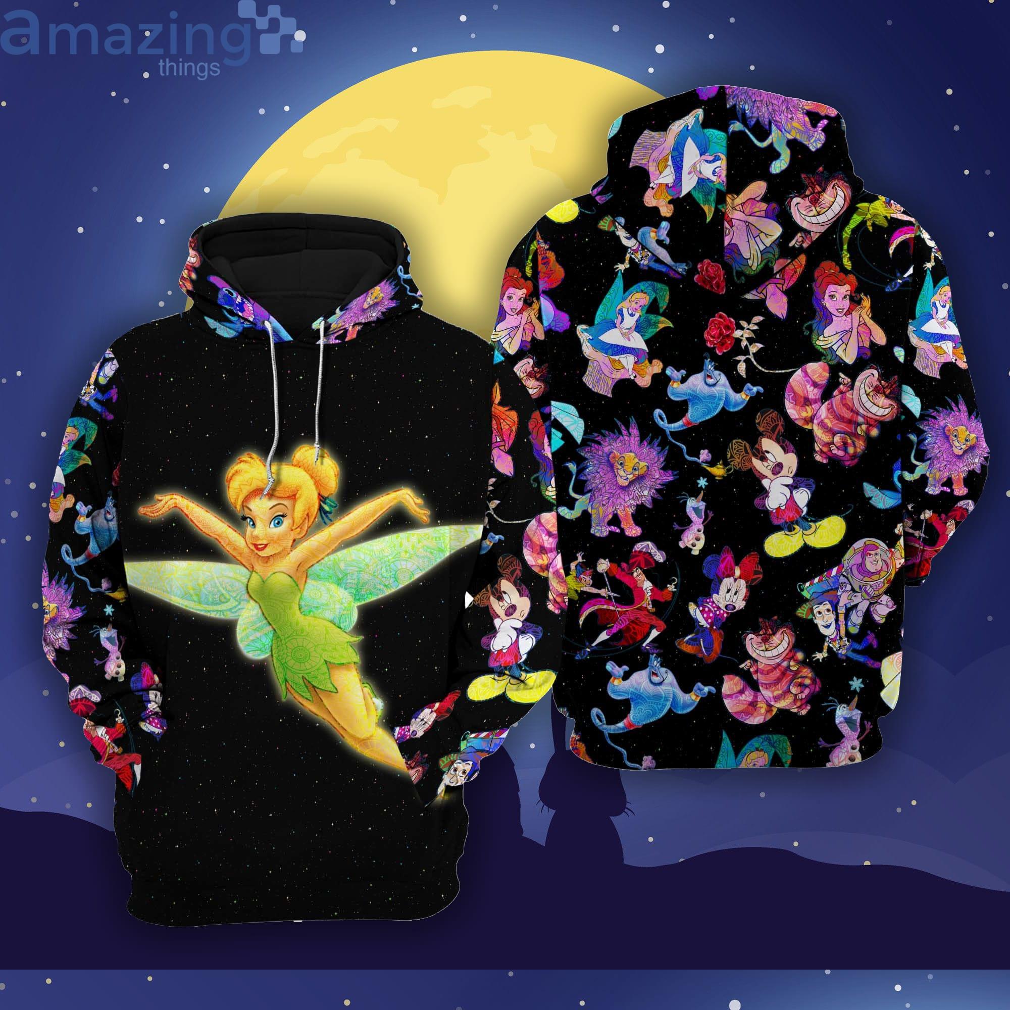 Tinker Bell Galaxy Night Sky Patterns Disney Cartoon 3D Hoodie Zip Hoodie Product Photo 1