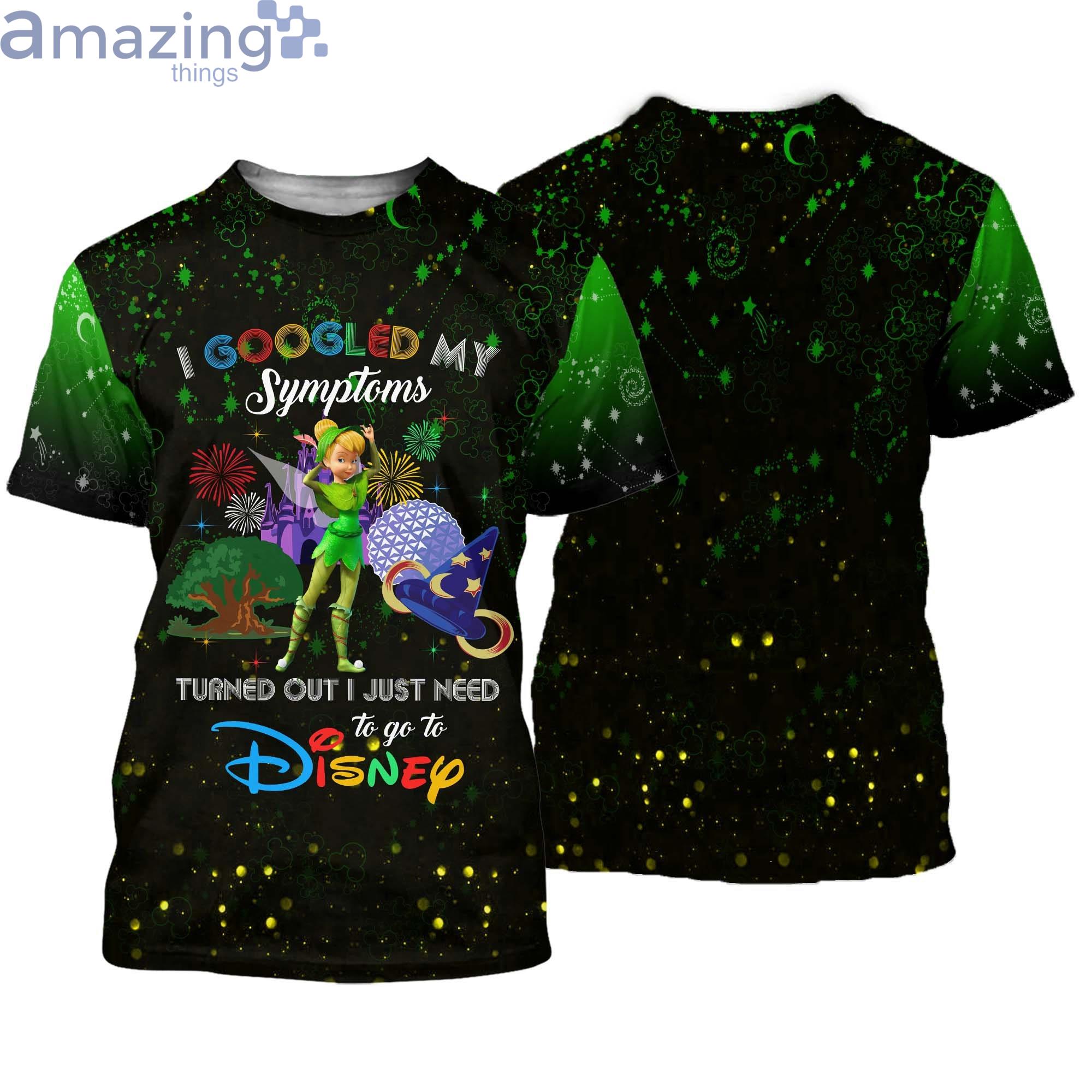 Tinker Bell Quotes Green Black Patterns Disney Cartoon Cartoon 3D T-Shirt Product Photo 1