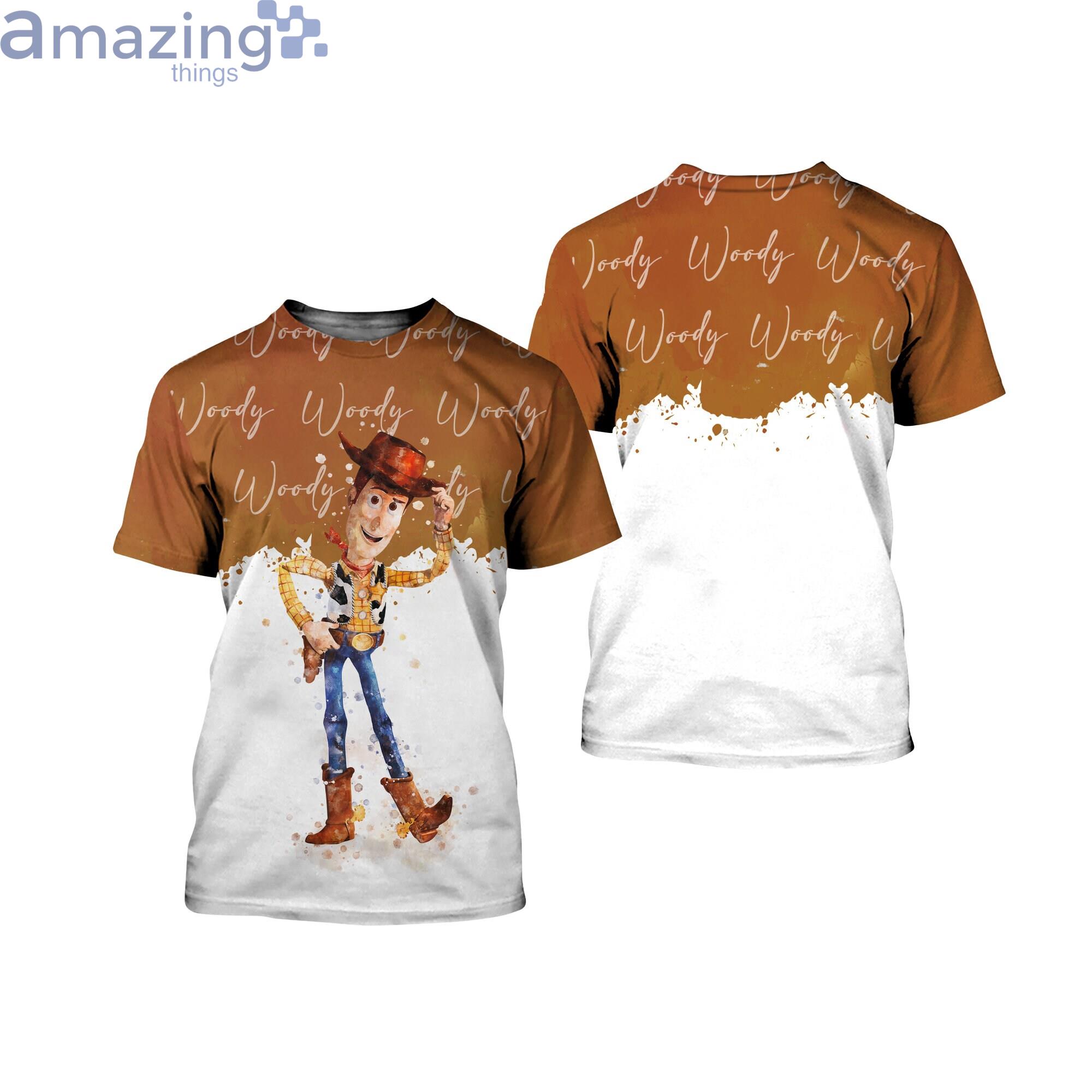 Toy Story Woody Brown Watercolor Glitter Disney Cartoon 3D T-Shirts Product Photo 1