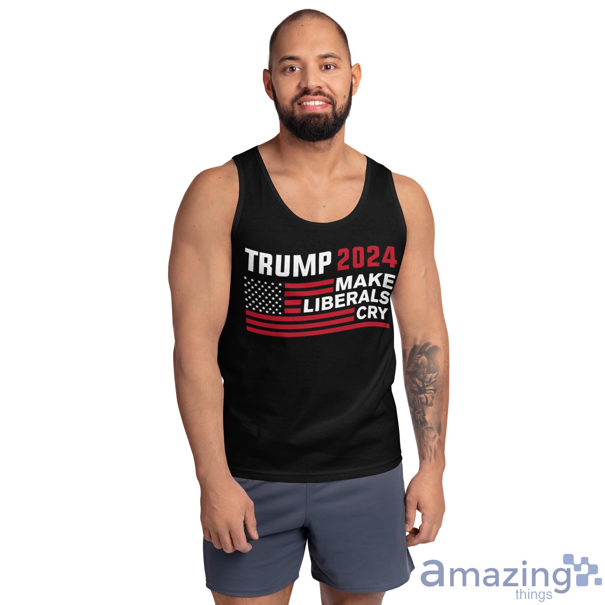 Trump 2024 Make Liberals Cry American Flag Christmas Shirt image Trump 2024 Make Liberals Cry American Flag Christmas Shirt - Ultra Cotton Tank Top