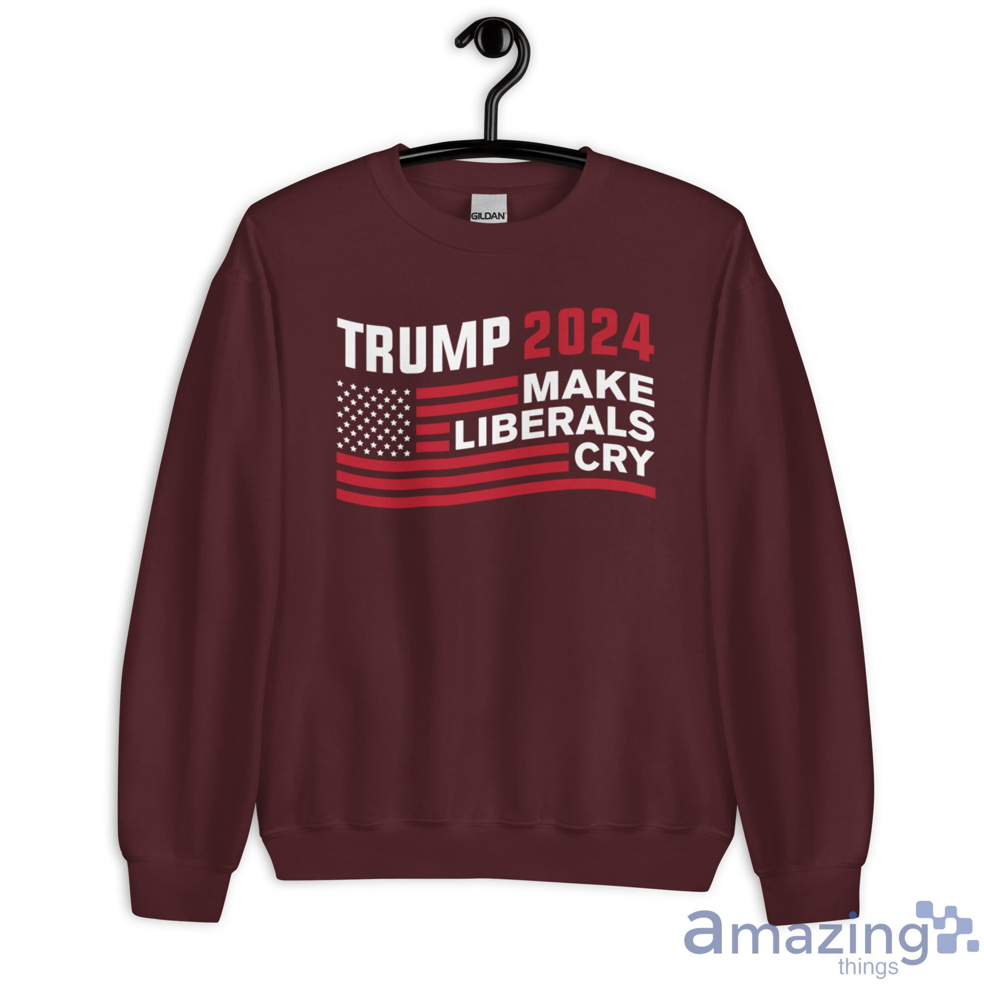 Trump 2024 Make Liberals Cry American Flag Christmas Shirt image Trump 2024 Make Liberals Cry American Flag Christmas Shirt - Unisex Heavy Blend Crewneck Sweatshirt-1