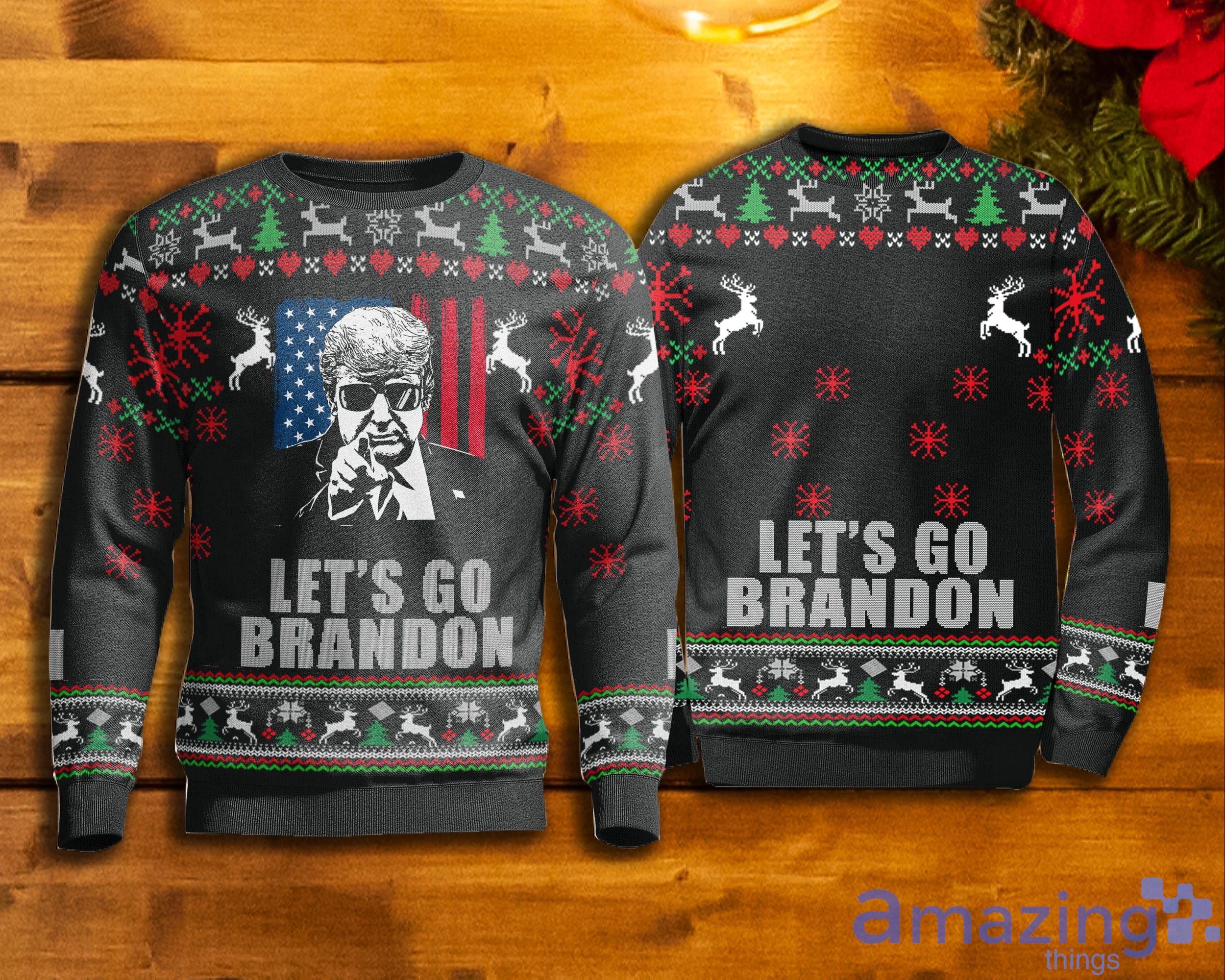 Trump Let's Go Brandon Sweater Funny Donald Trump Ugly Christmas Sweater image Trump Let's Go Brandon Sweater Funny Donald Trump Ugly Christmas Sweater Product Photo 1