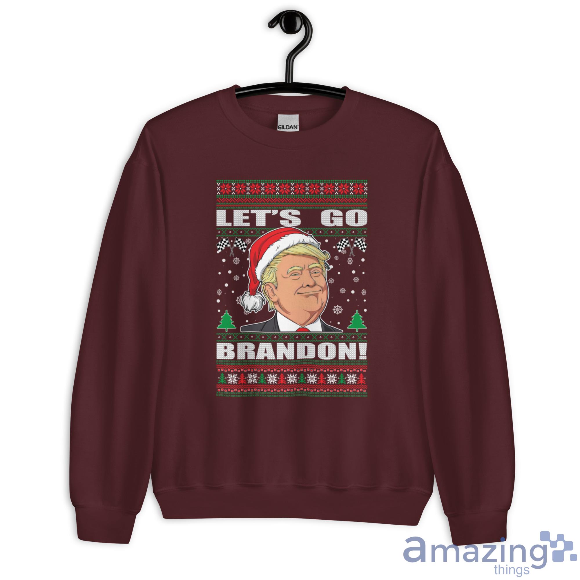Trump Ugly Christmas Lets Go Brandon Christmas Sweatshirt - G180 Unisex Heavy Blend Crewneck Sweatshirt-2