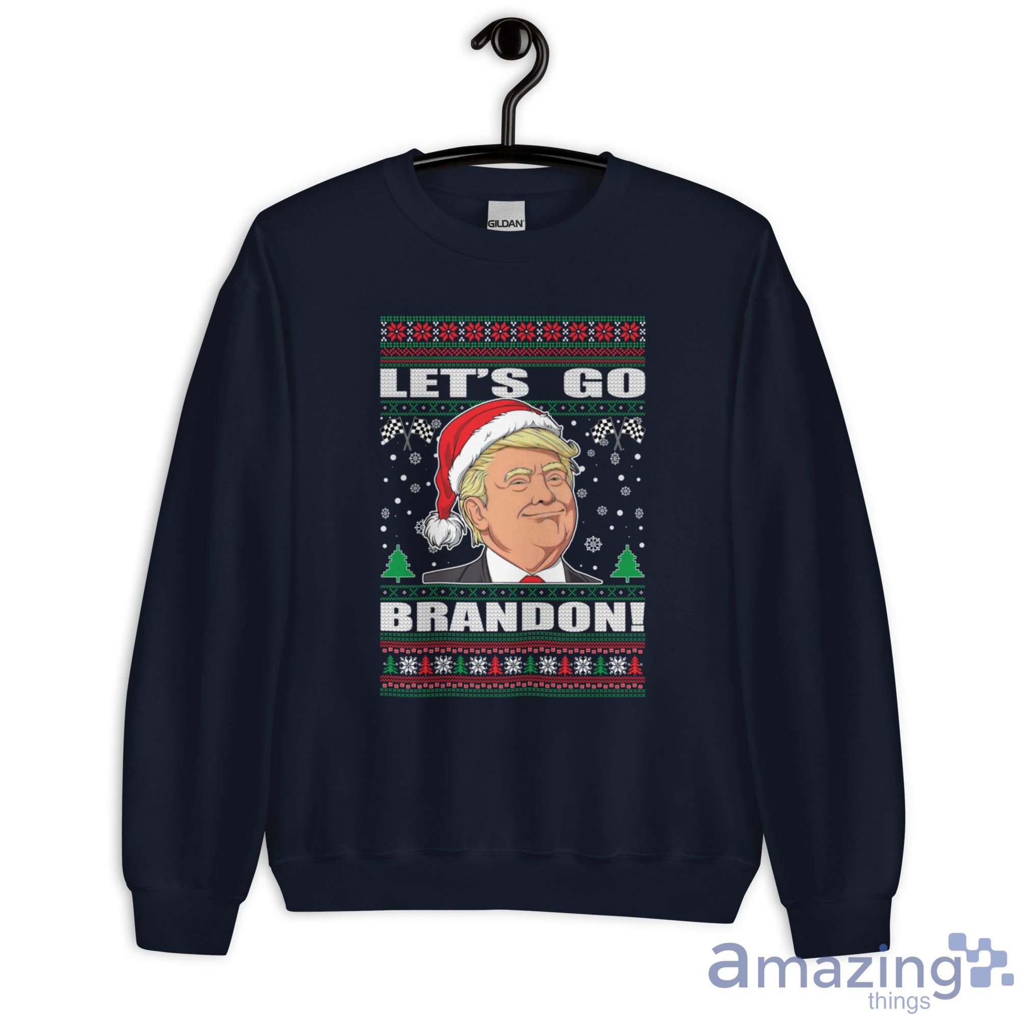Trump Ugly Christmas Lets Go Brandon Christmas Sweatshirt - G180 Unisex Heavy Blend Crewneck Sweatshirt-1