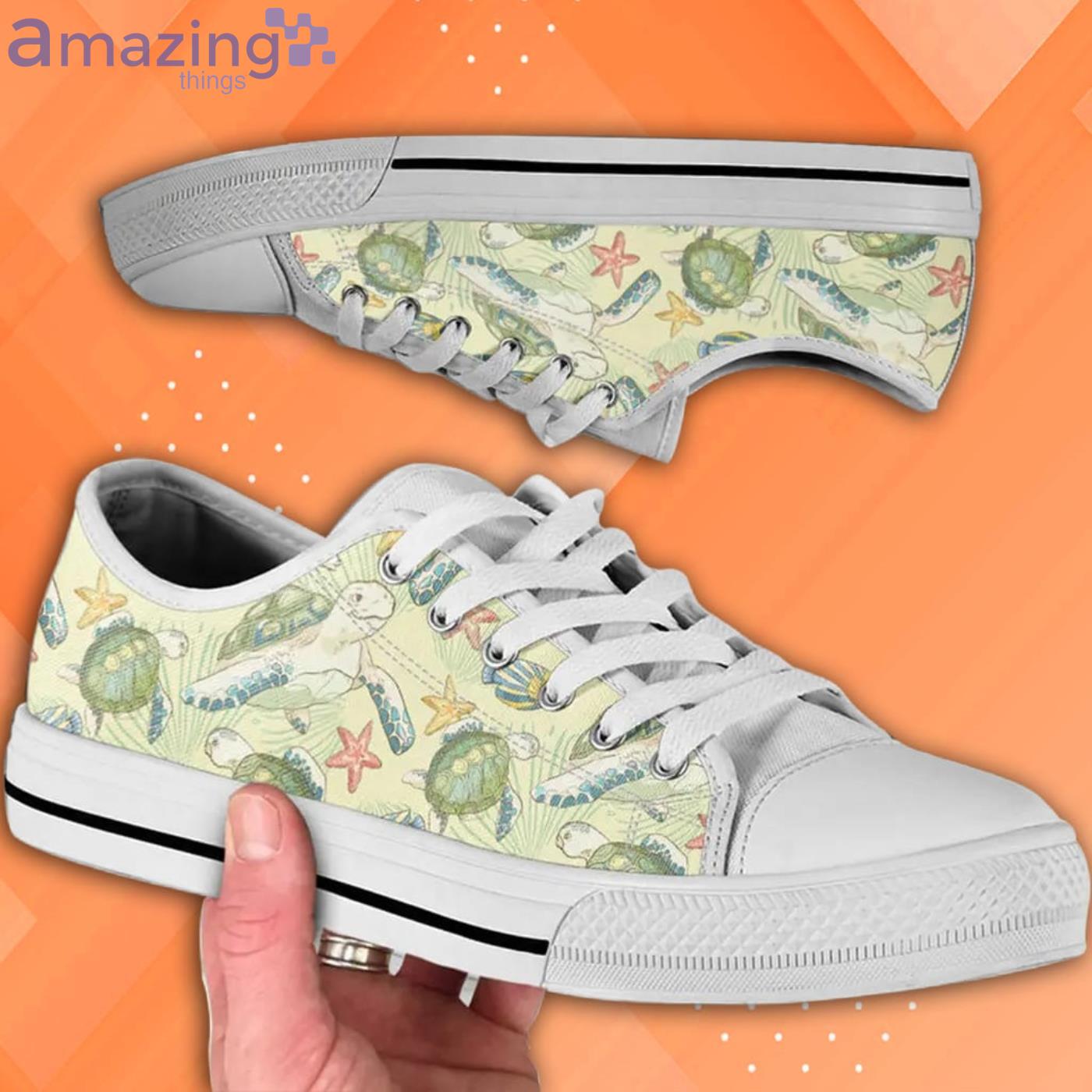 Turtle Printed Pattern Low Top Shoes Product Photo 1