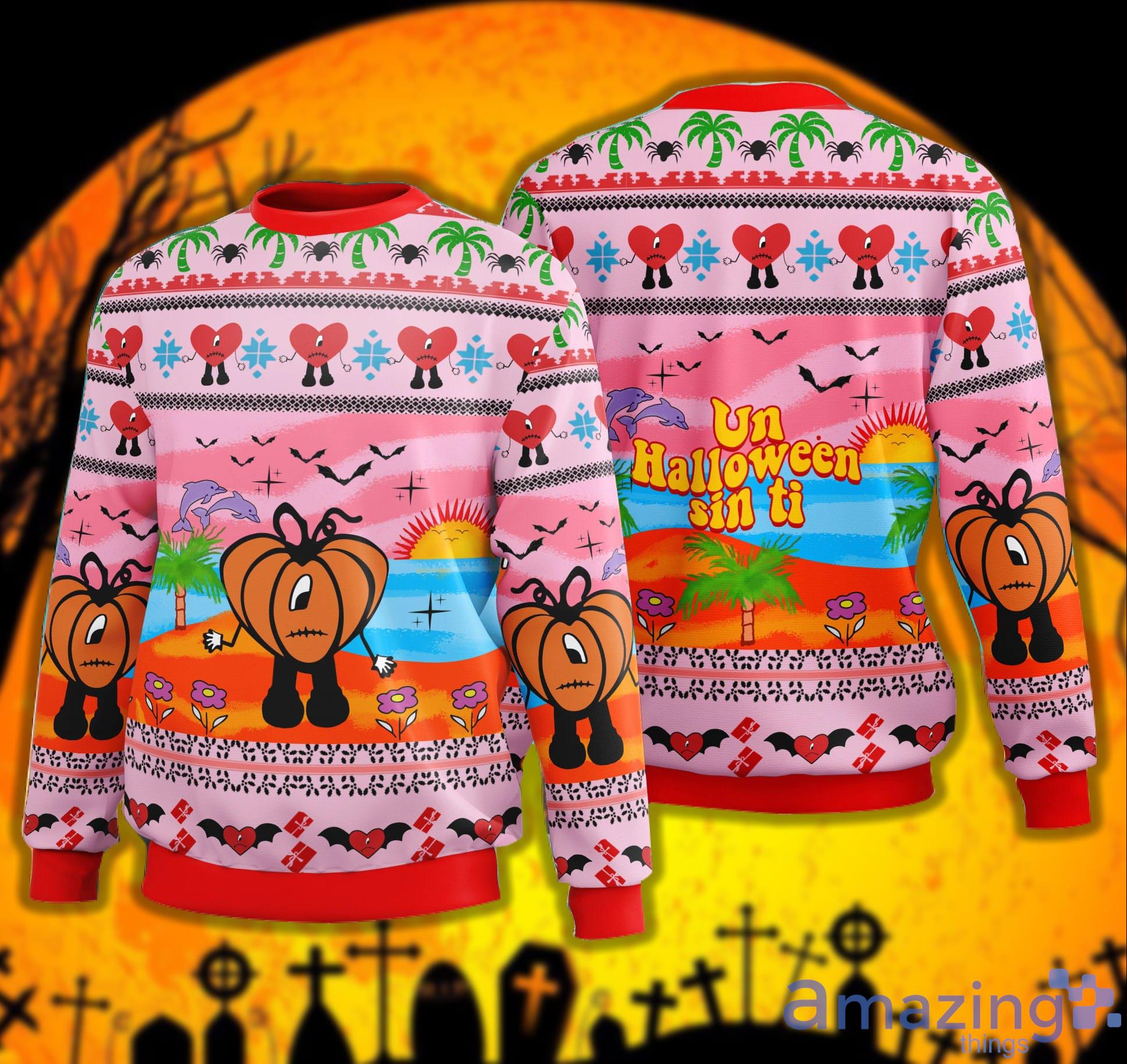Un Halloween Sin Ti Bad Bunny Halloween Pumpkin Sweater Product Photo 1 Un Halloween Sin Ti Bad Bunny Halloween Pumpkin Sweater Product Photo 1