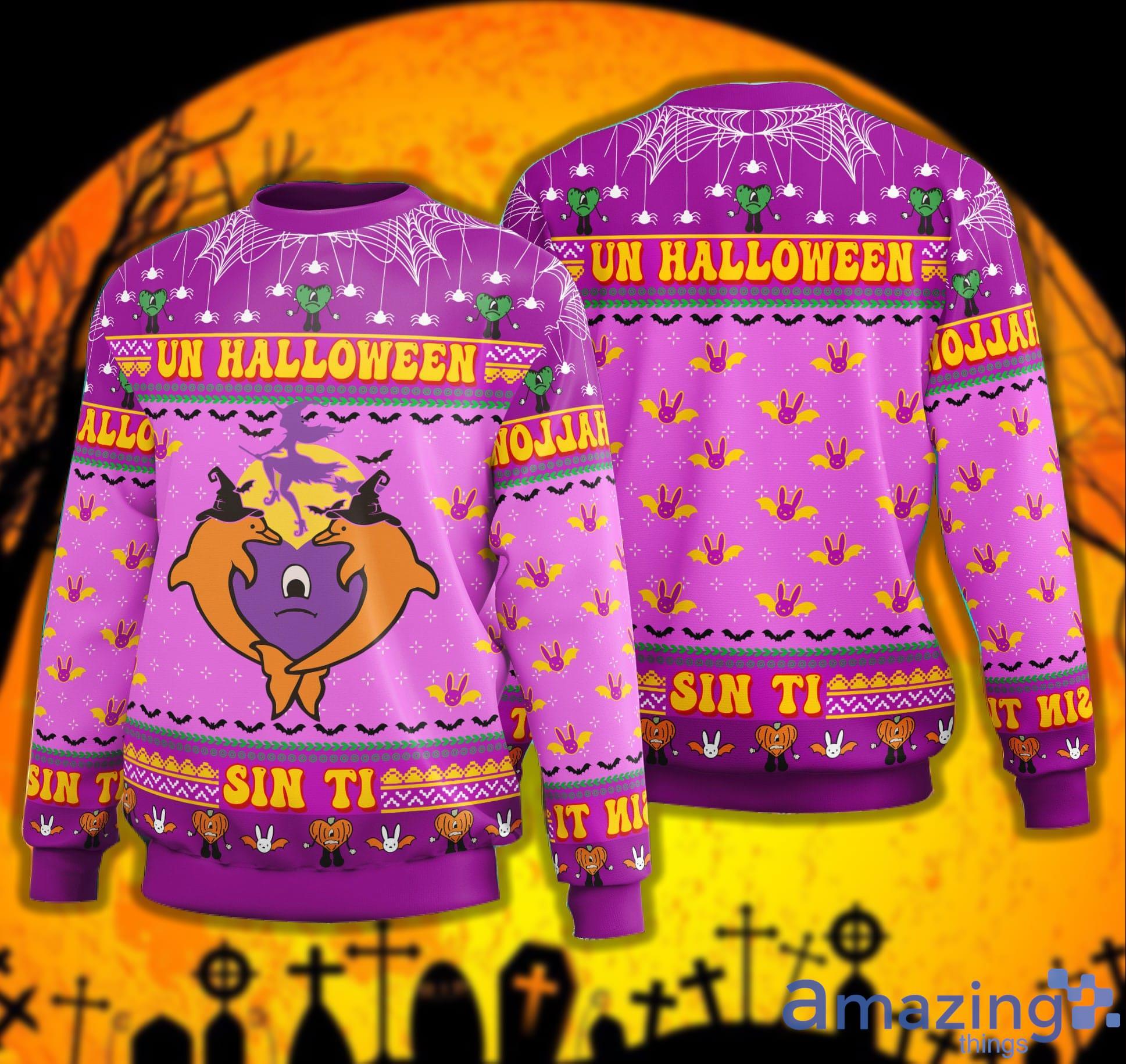 Un Halloween sin Ti Sweater Bad Bunny Sad Heart Halloween Witch Halloween Night Sweater Product Photo 1